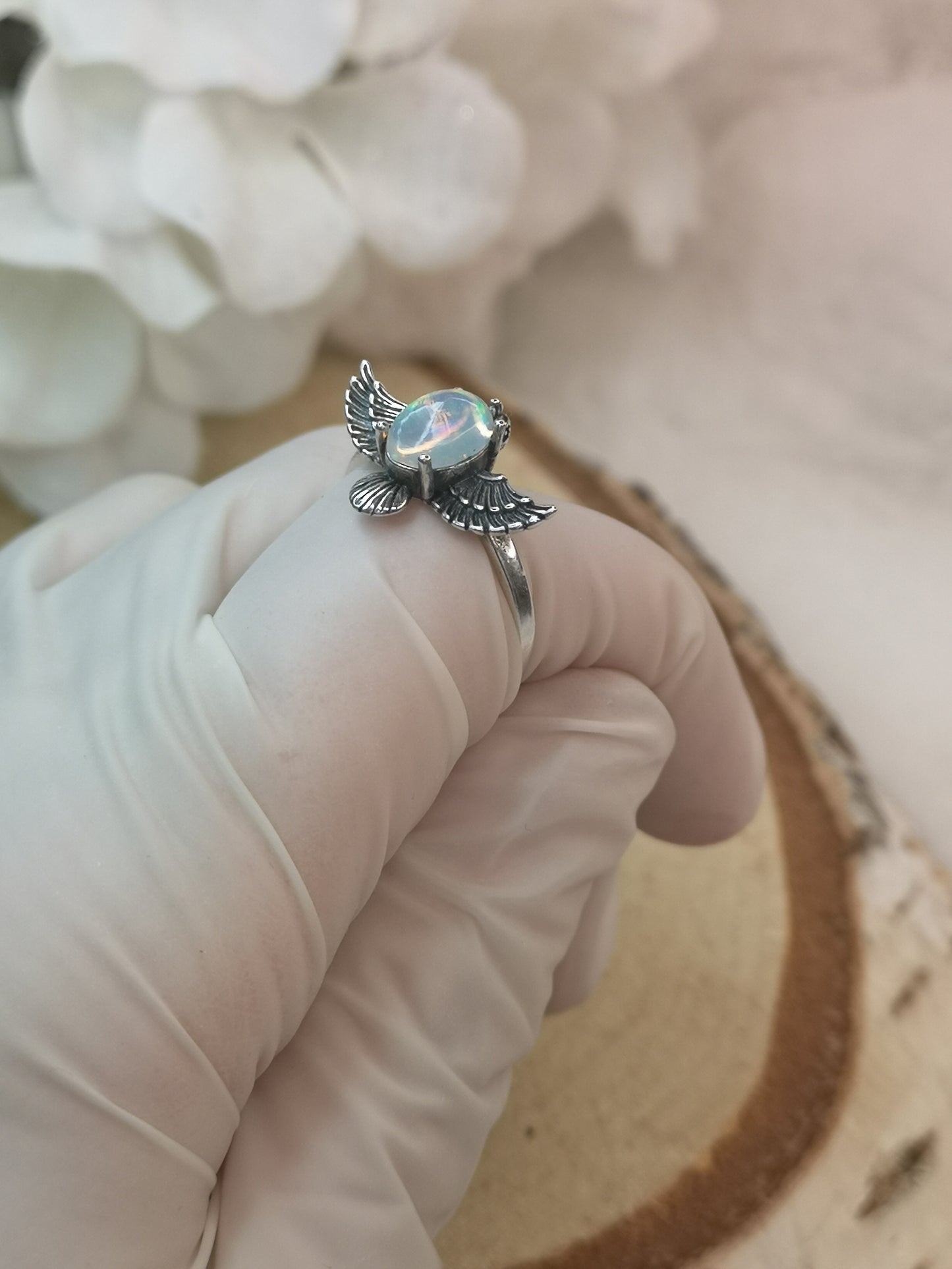 Opal Edelstein 925 Silber Ring, verstellbar