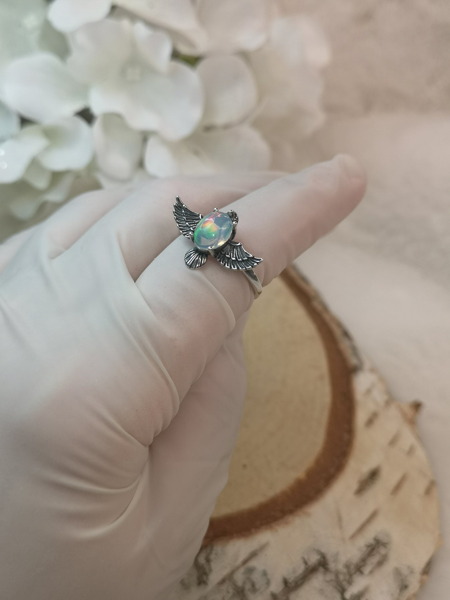 Opal Edelstein 925 Silber Ring, verstellbar