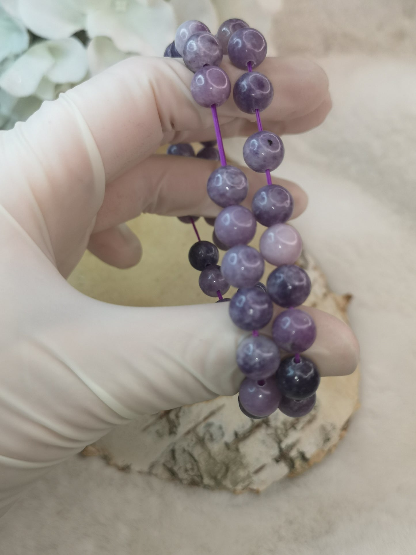 Lepidolith Armband Edelstein Gummiband