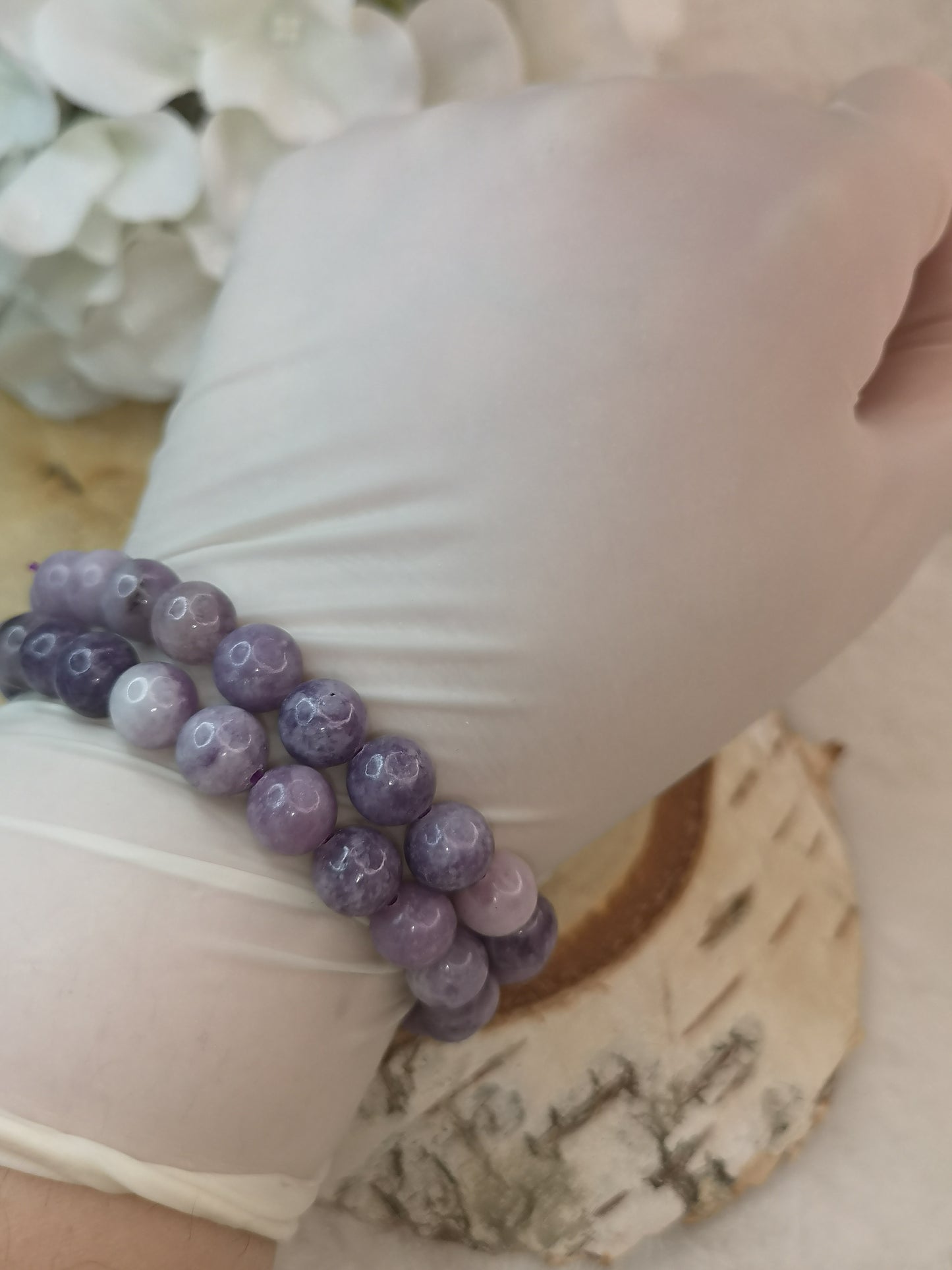 Lepidolith Armband Edelstein Gummiband