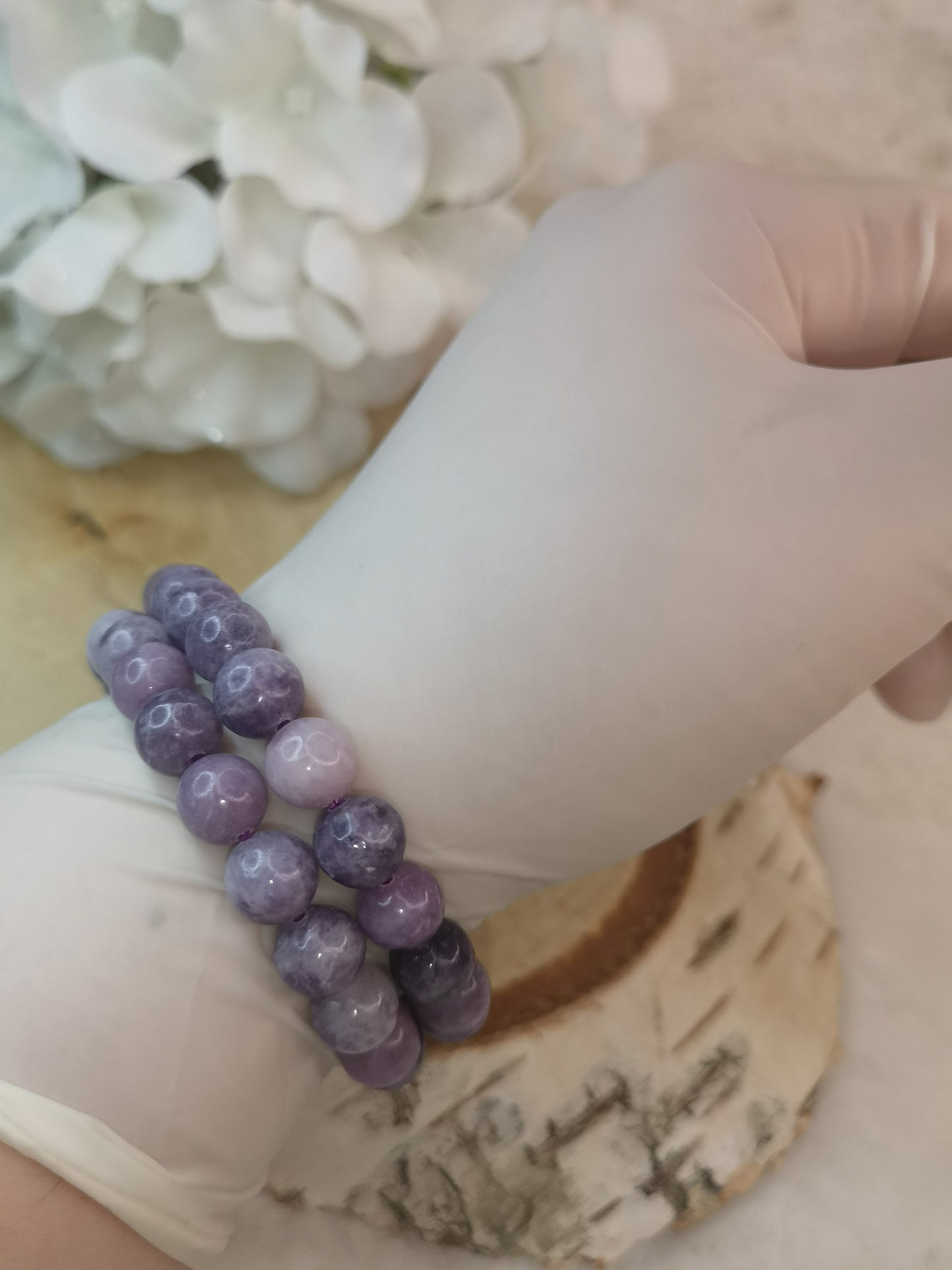 Lepidolith Armband Edelstein Gummiband