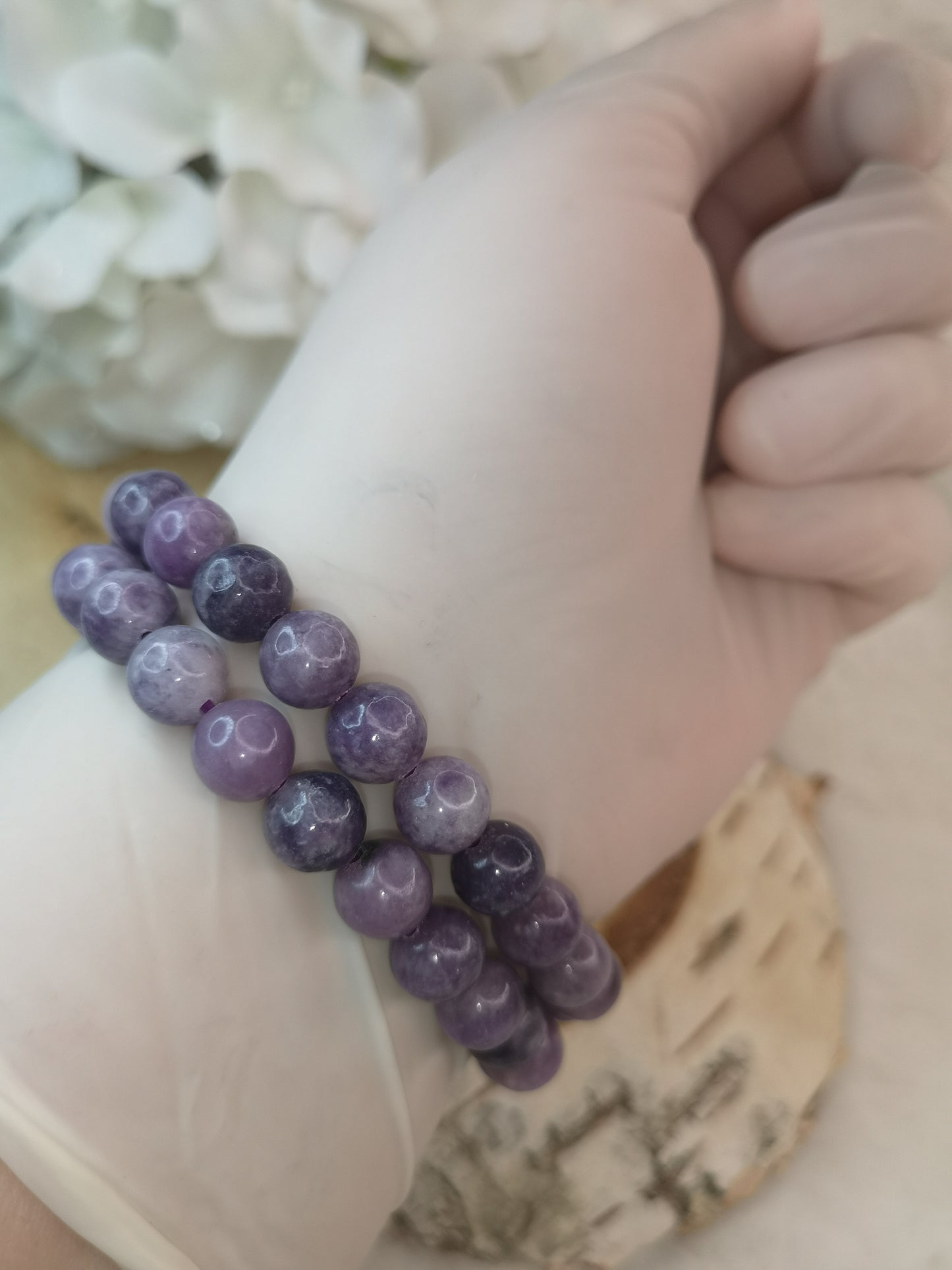 Lepidolith Armband Edelstein Gummiband