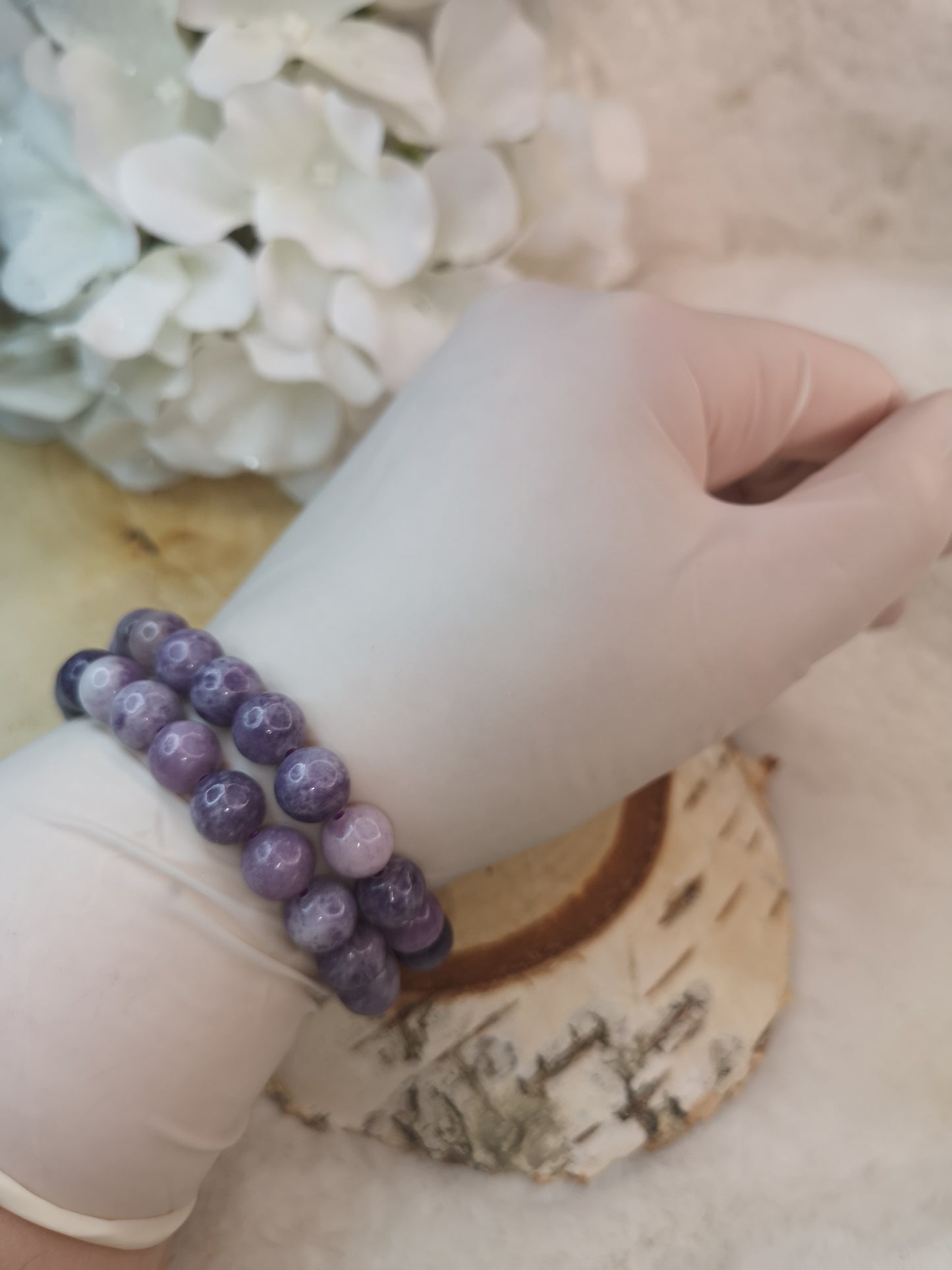 Lepidolith Armband Edelstein Gummiband