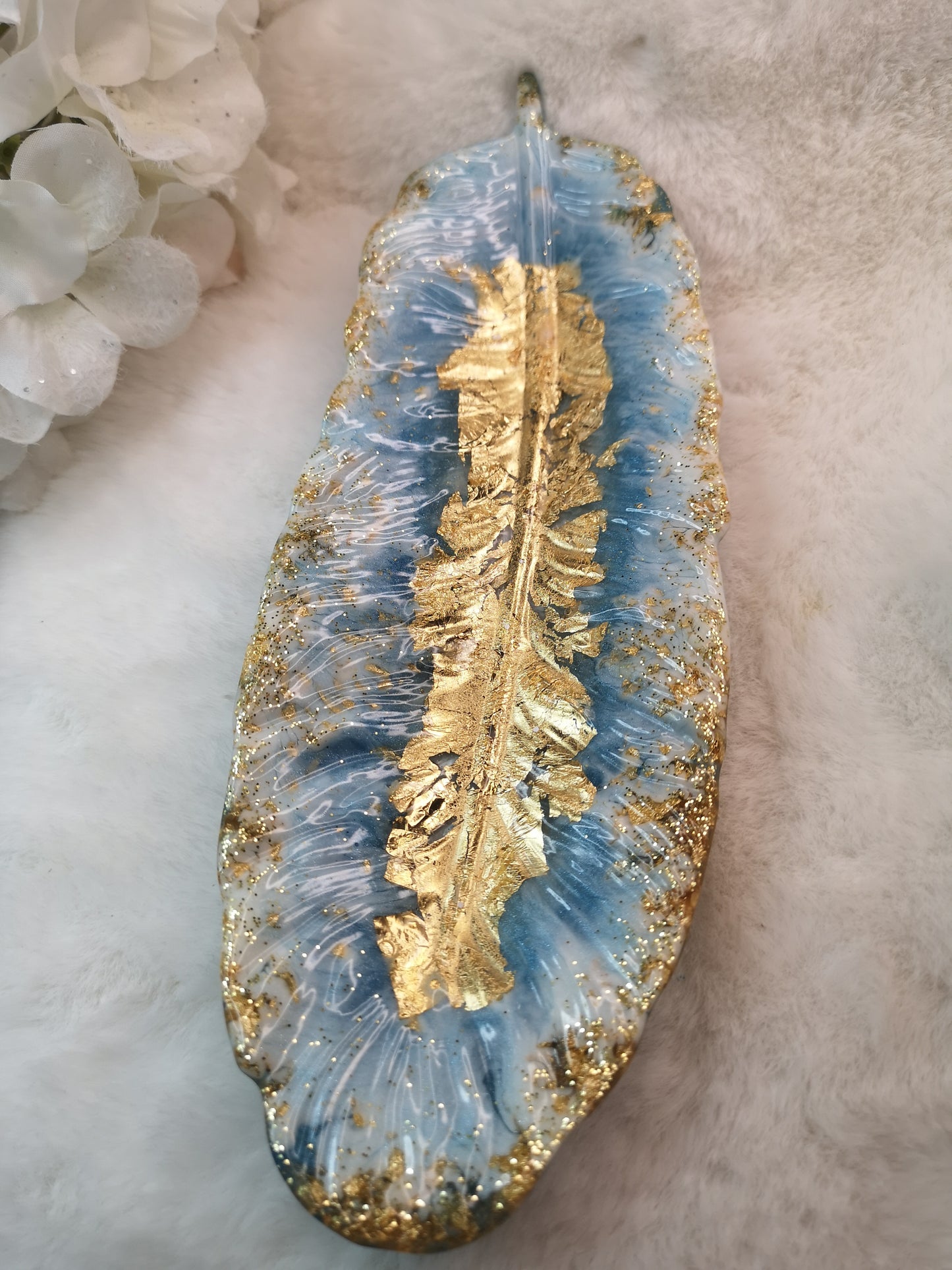 Feder Deko Schale Kunstharz Resinart Handmade Unikat