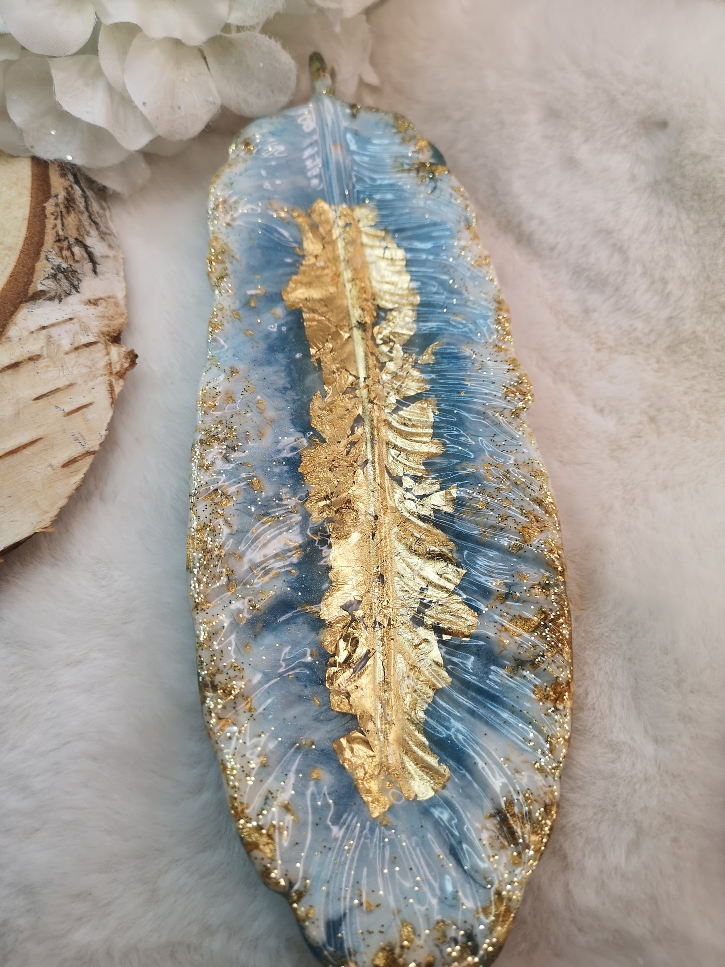 Feder Deko Schale Kunstharz Resinart Handmade Unikat