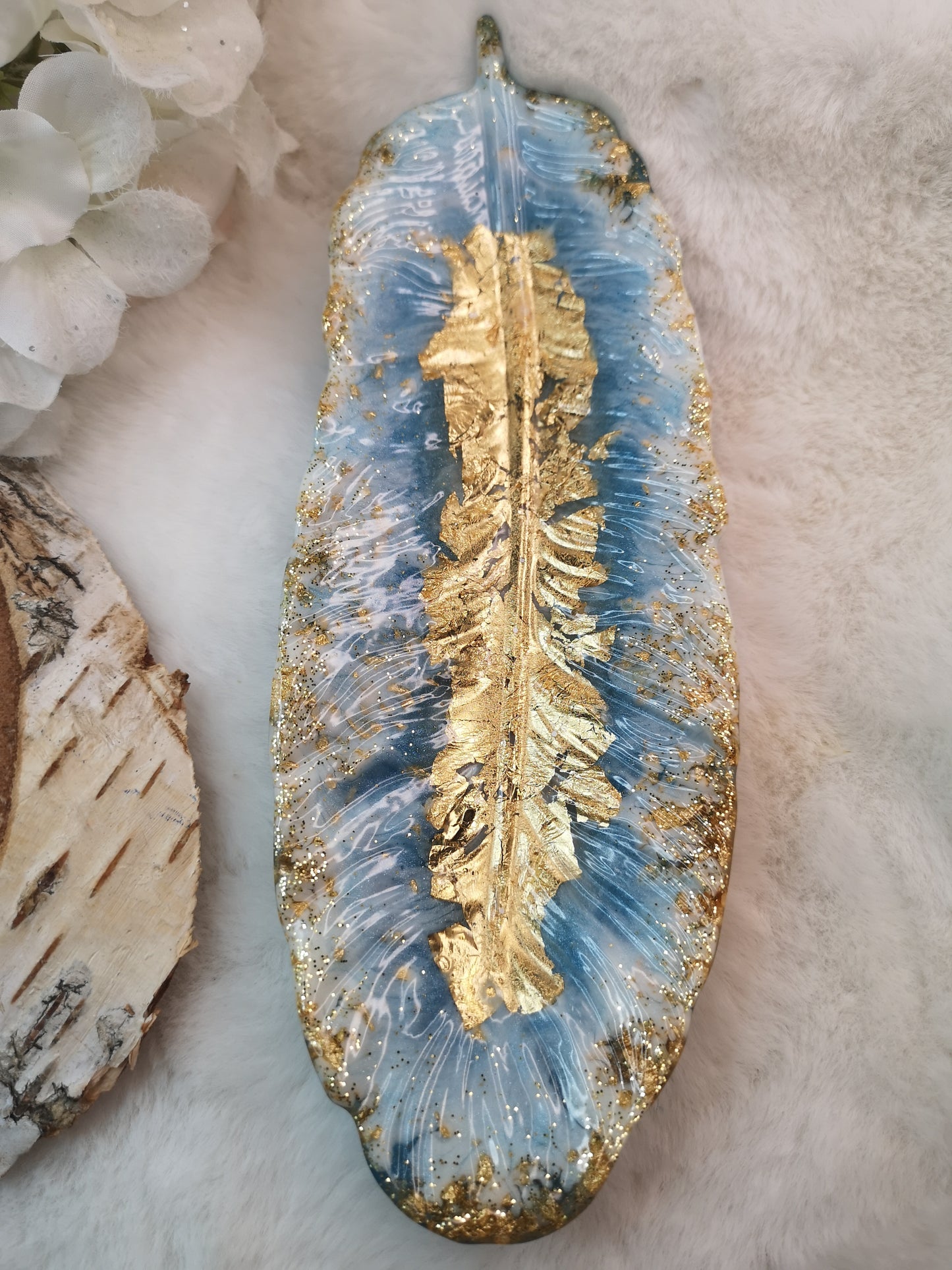 Feder Deko Schale Kunstharz Resinart Handmade Unikat