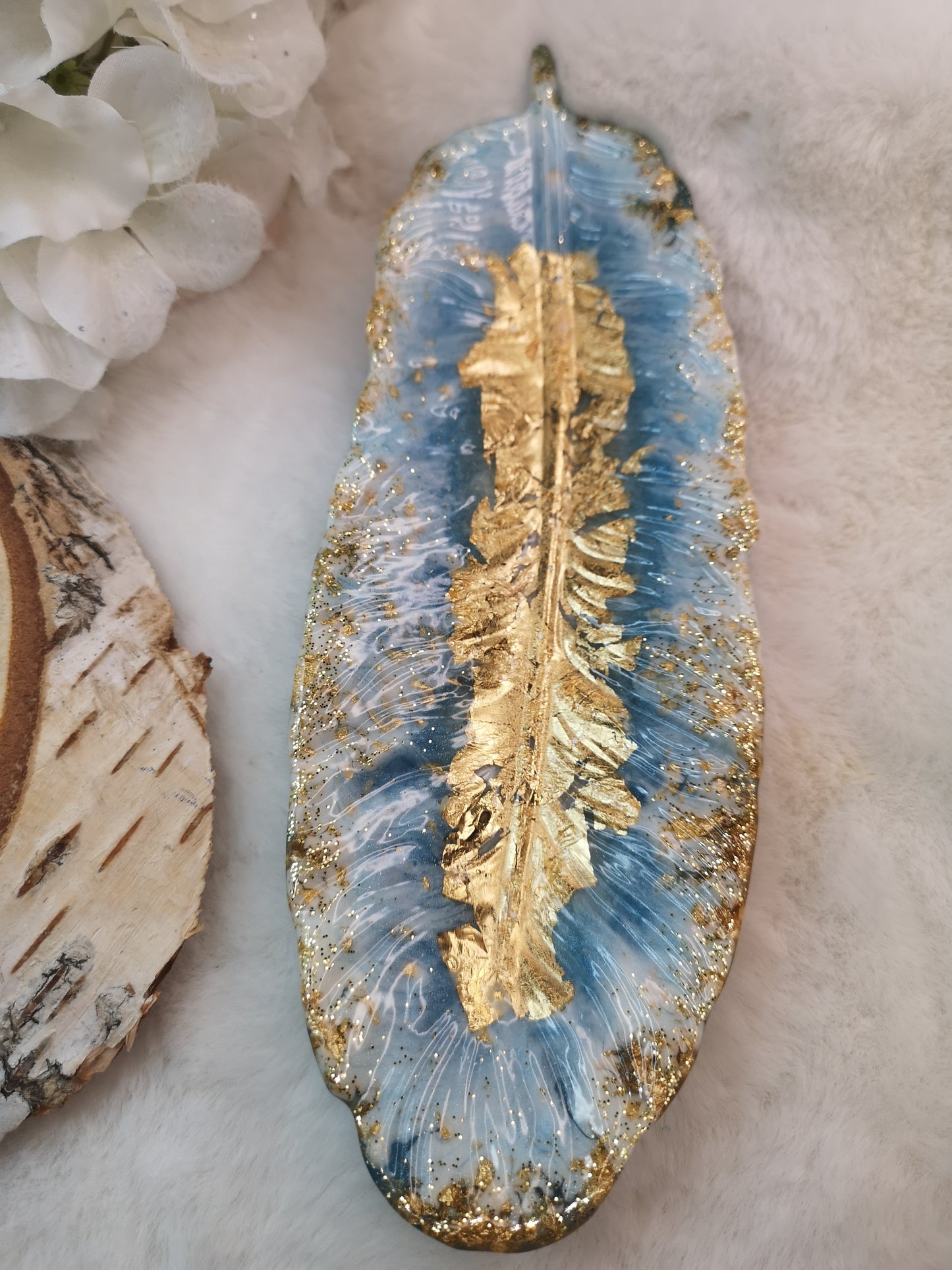 Feder Deko Schale Kunstharz Resinart Handmade Unikat