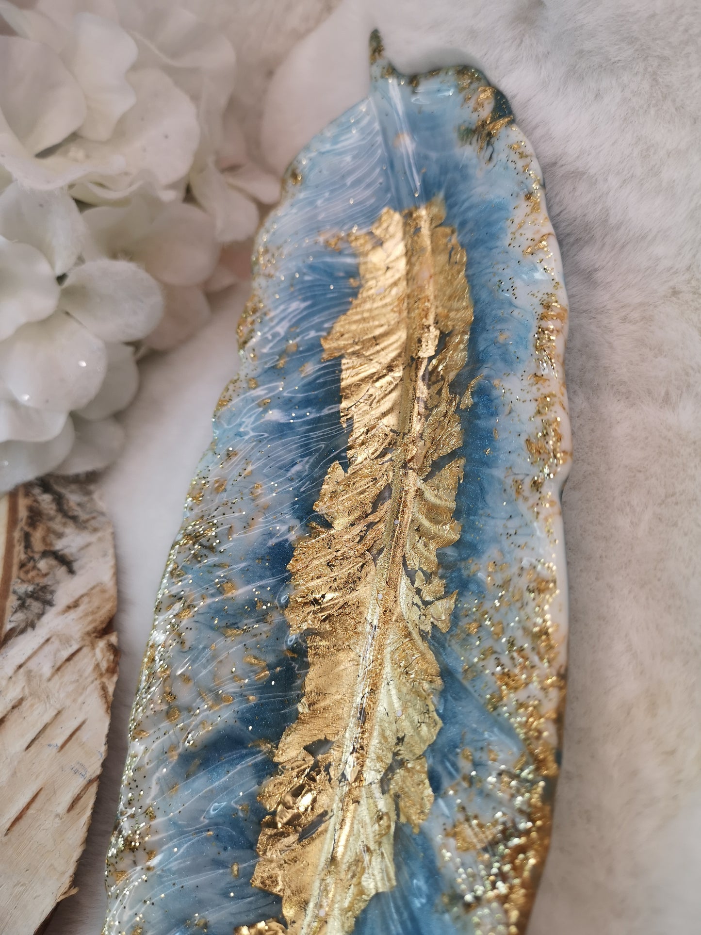 Feder Deko Schale Kunstharz Resinart Handmade Unikat