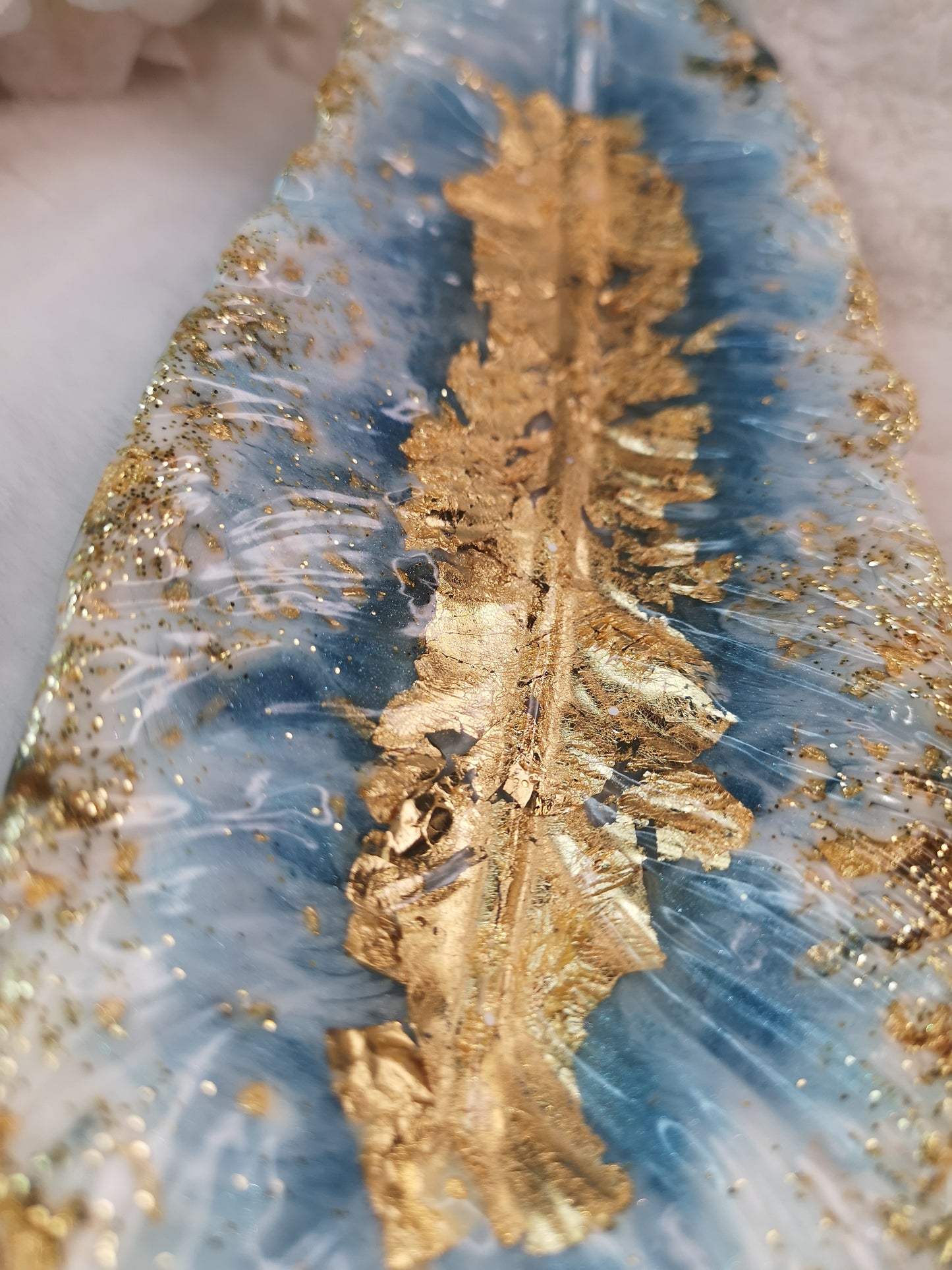 Feder Deko Schale Kunstharz Resinart Handmade Unikat