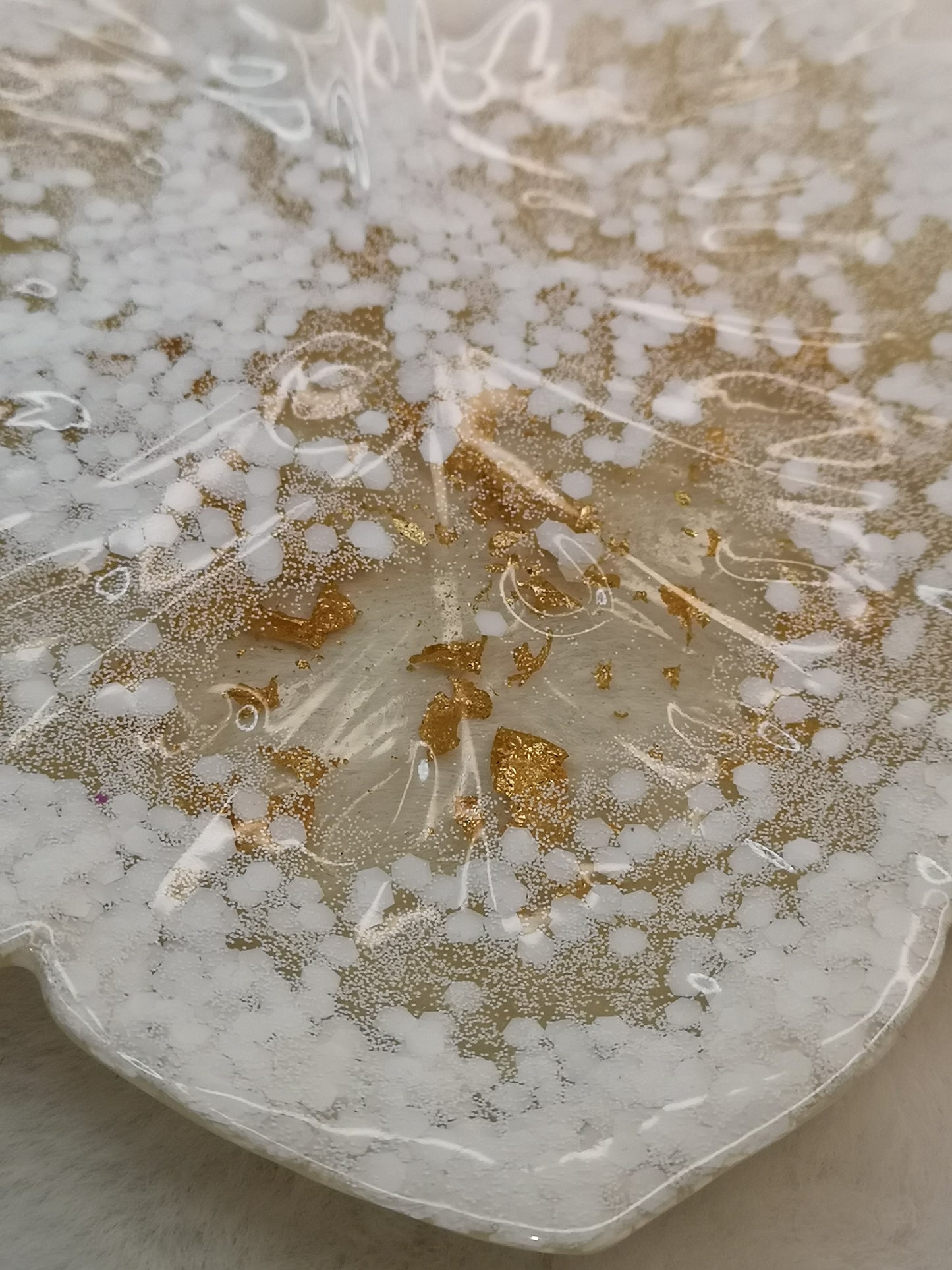 Blatt Deko Schale Kunstharz Handmade Unikat