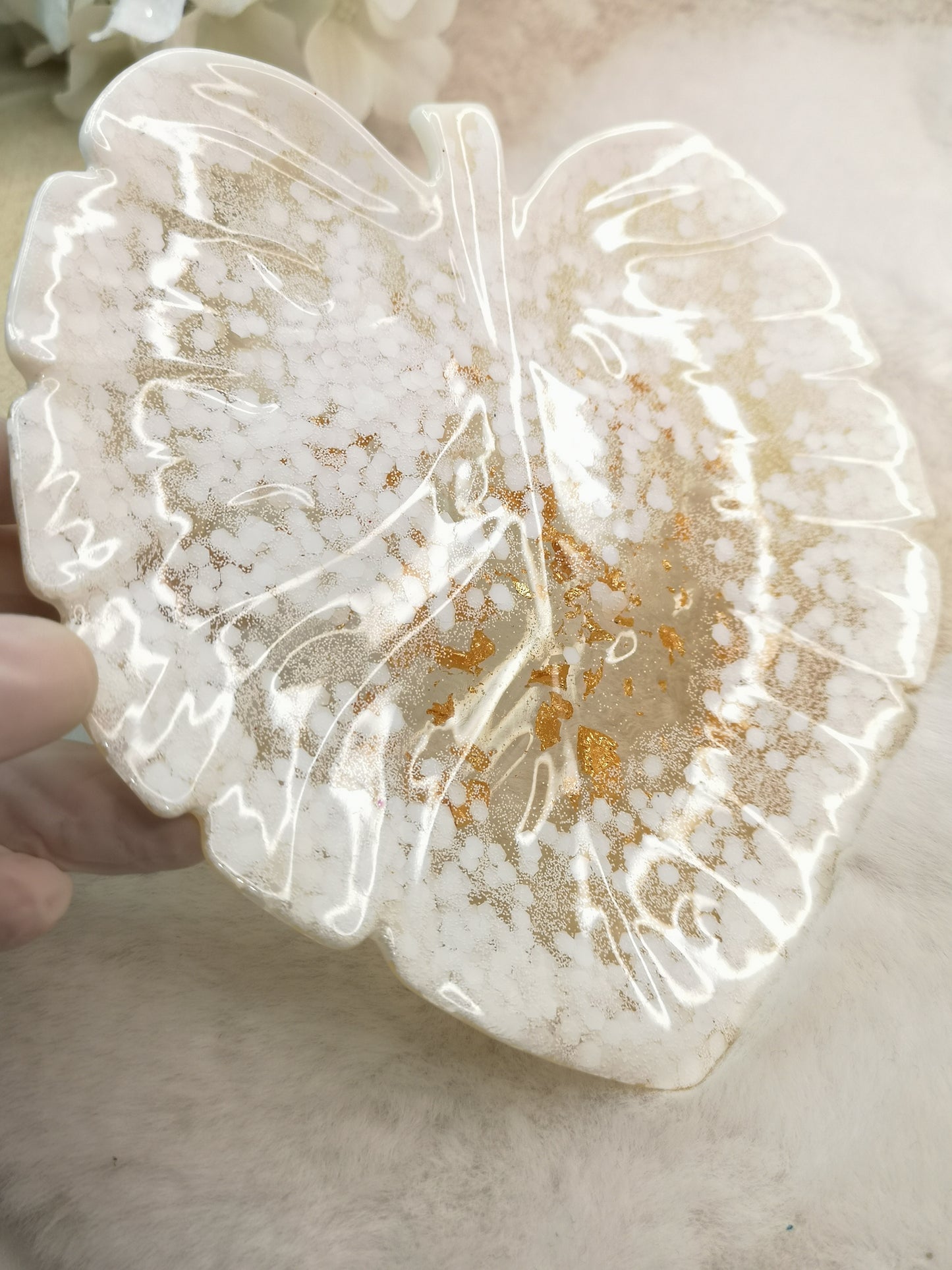 Blatt Deko Schale Kunstharz Handmade Unikat