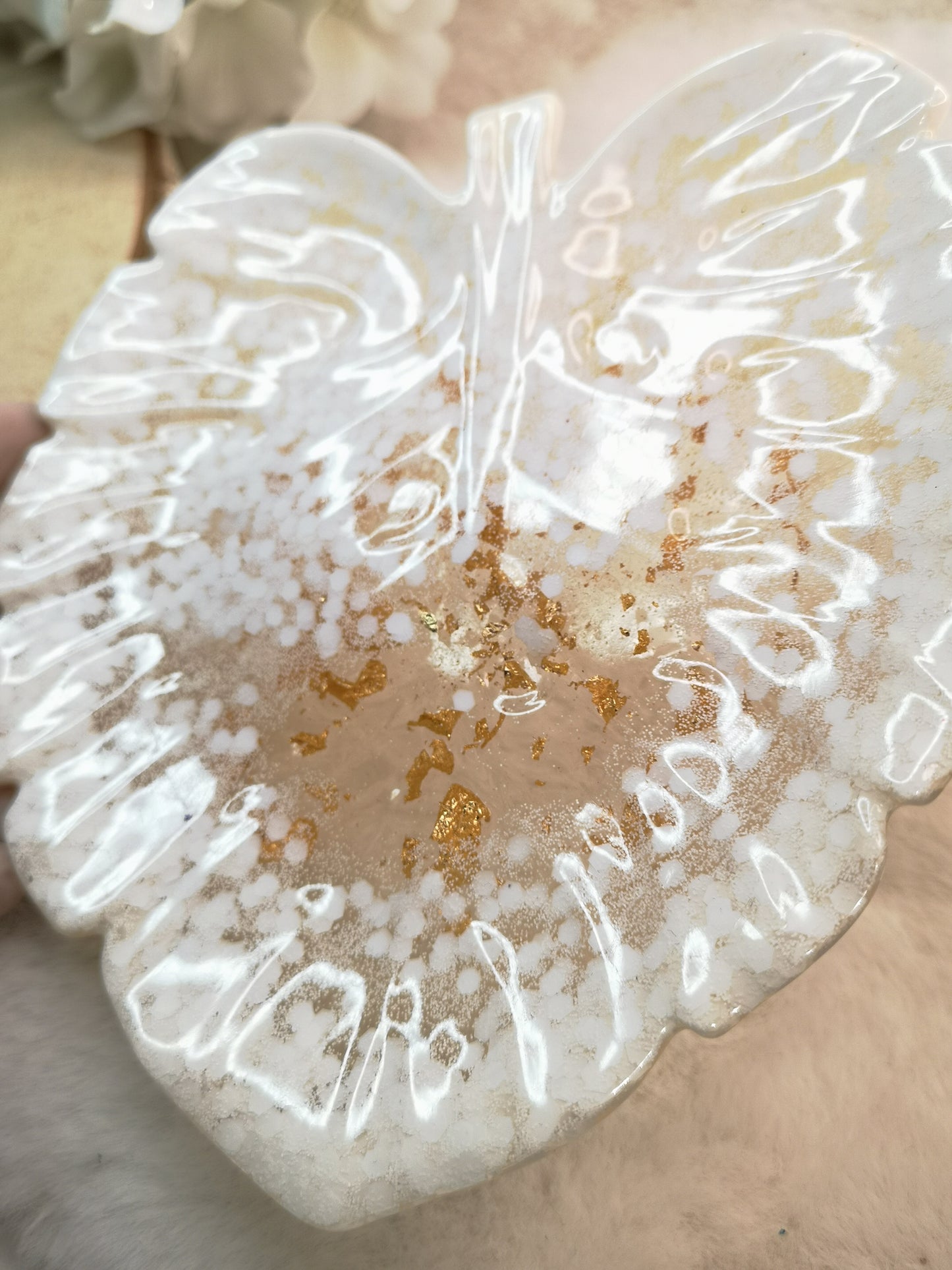 Blatt Deko Schale Kunstharz Handmade Unikat