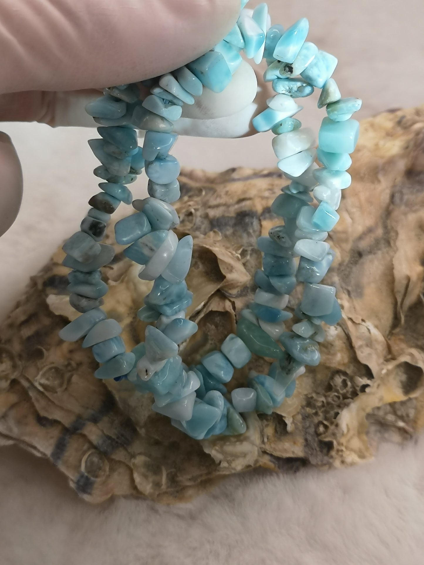 Larimar Chips Armband Edelstein Crystal dayza
