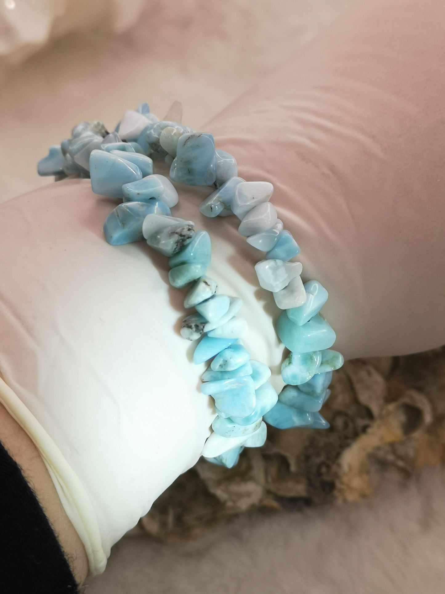 Larimar Chips Armband Edelstein Crystal dayza