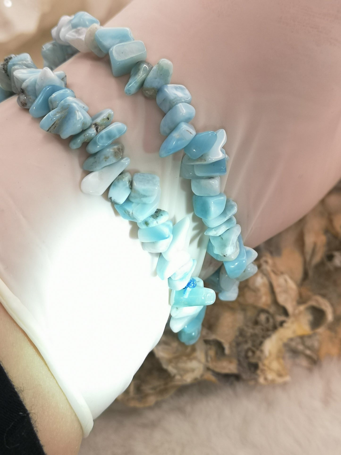 Larimar Chips Armband Edelstein Crystal dayza