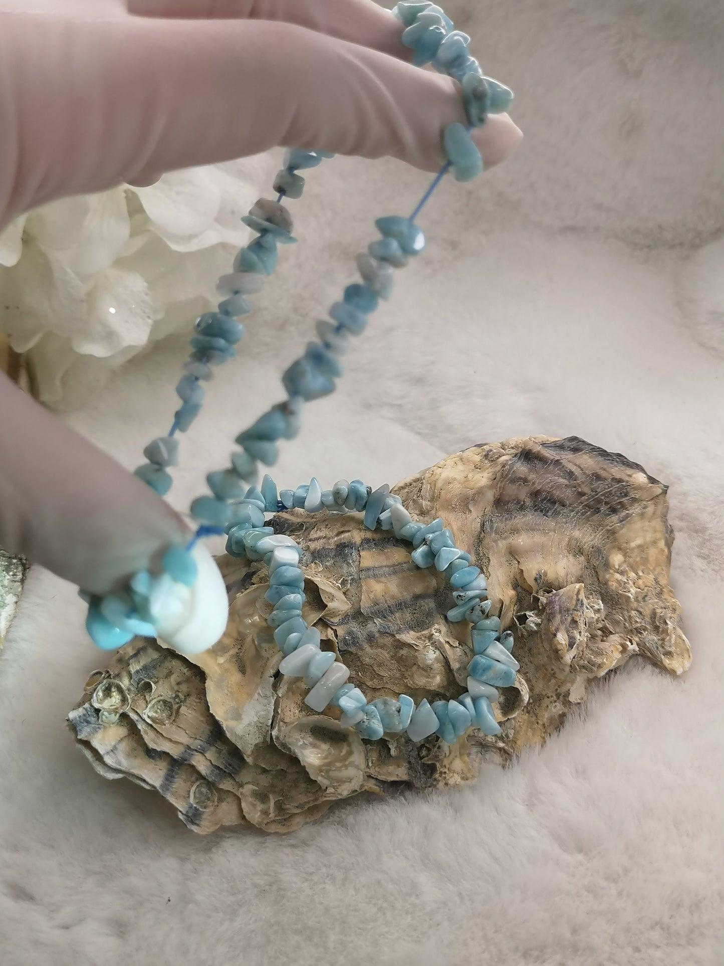 Larimar Chips Armband Edelstein Crystal dayza