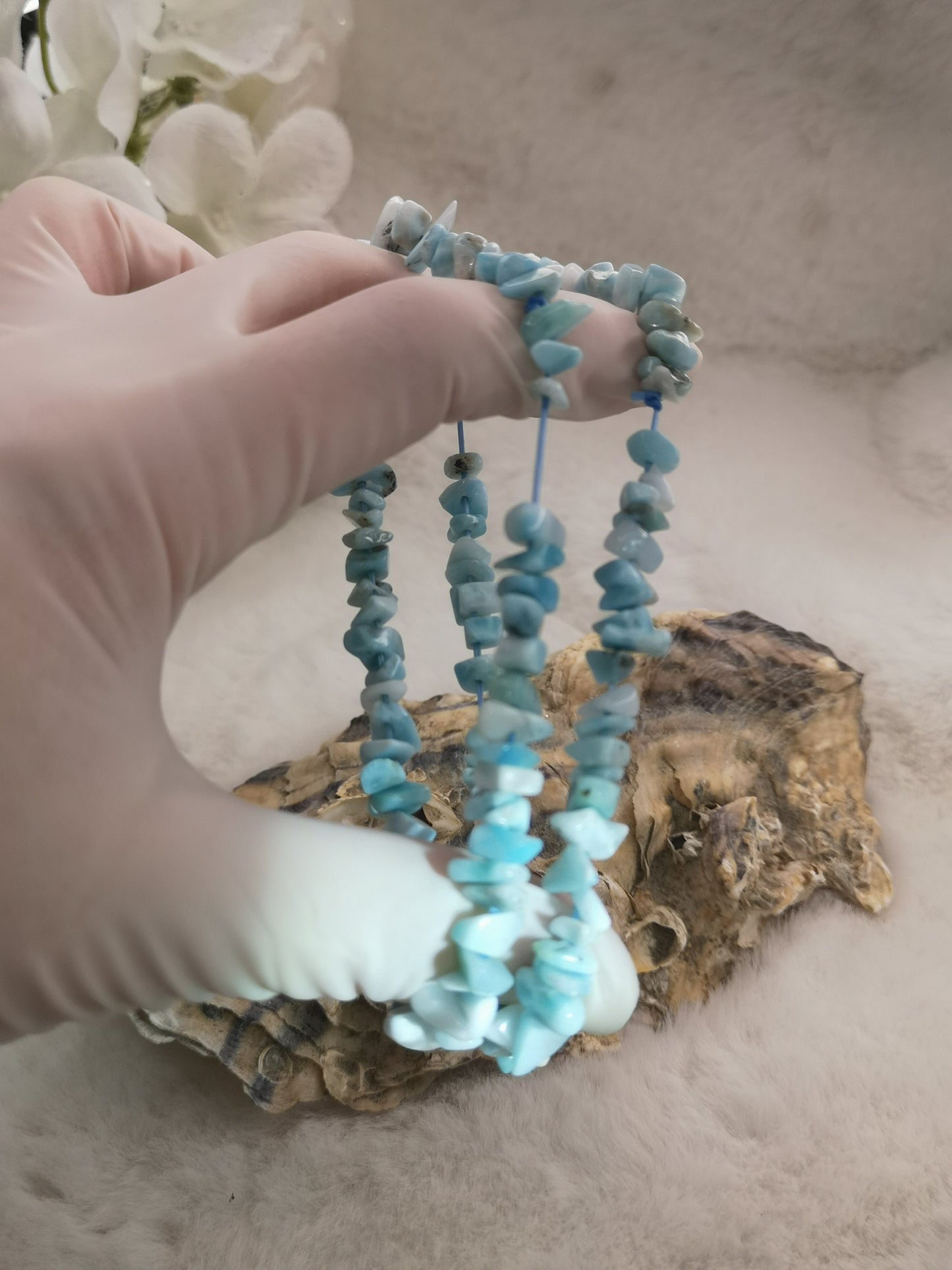 Larimar Chips Armband Edelstein Crystal dayza