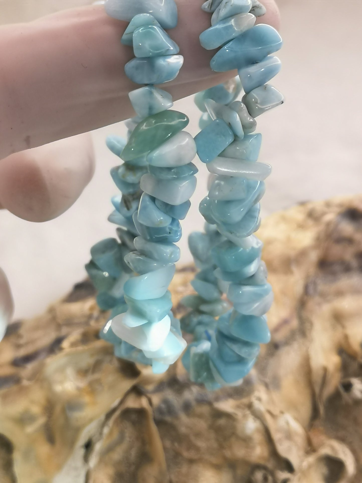 Larimar Chips Armband Edelstein Crystal dayza
