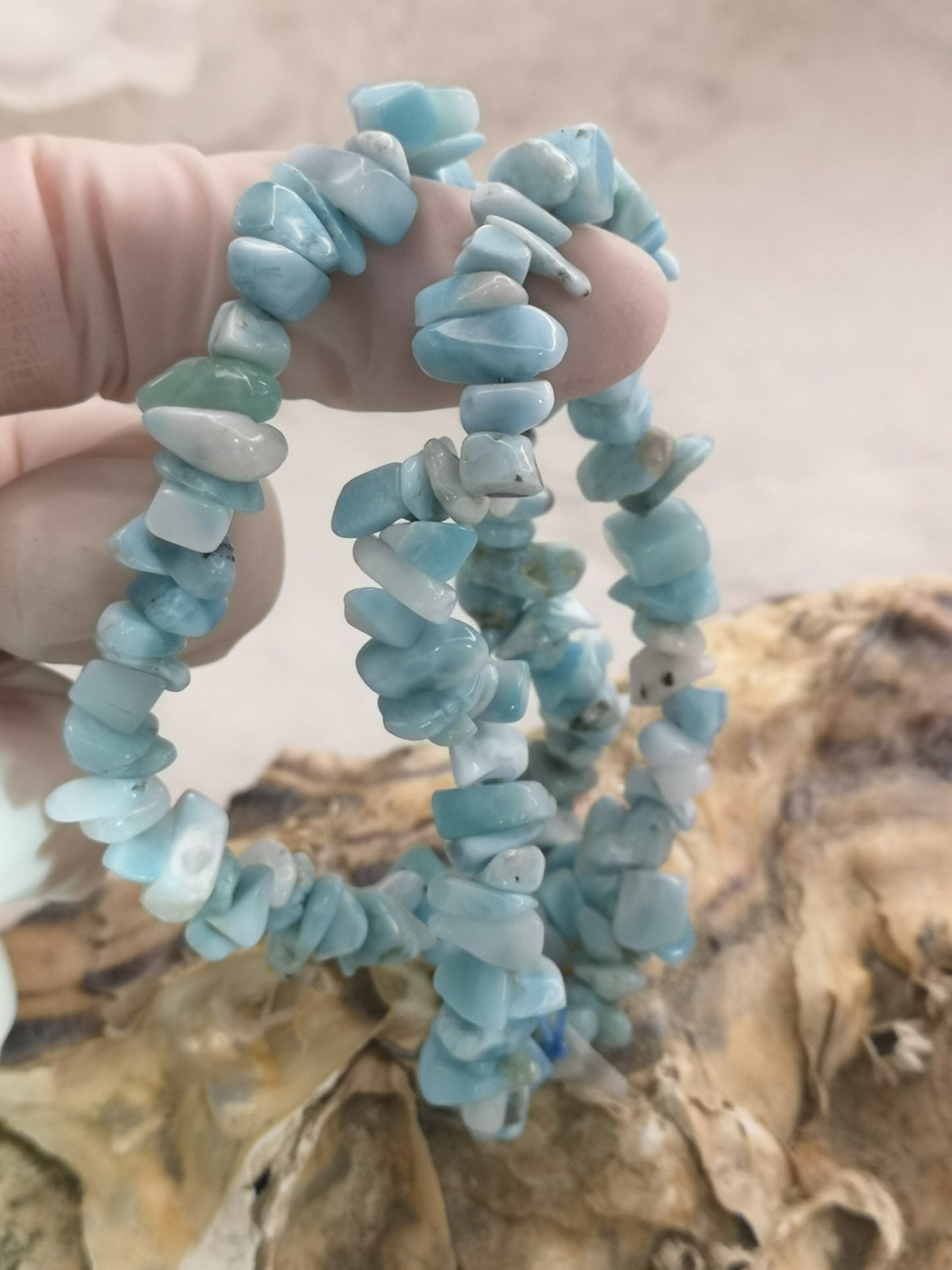 Larimar Chips Armband Edelstein Crystal dayza