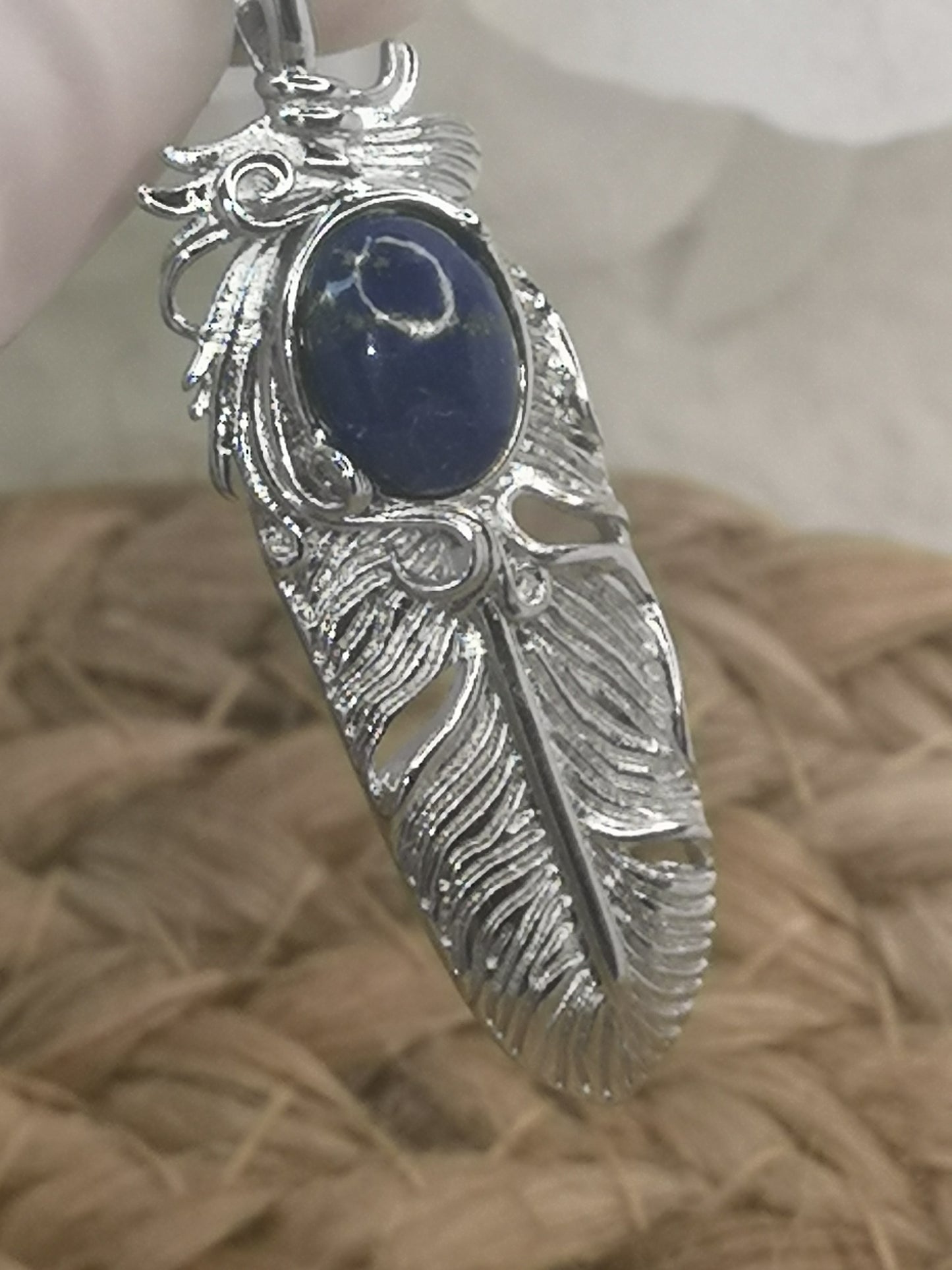 Lapis Lapislazuli Feder Kupfer Ketten Anhänger Edelstein Schmuck dayza Crystal