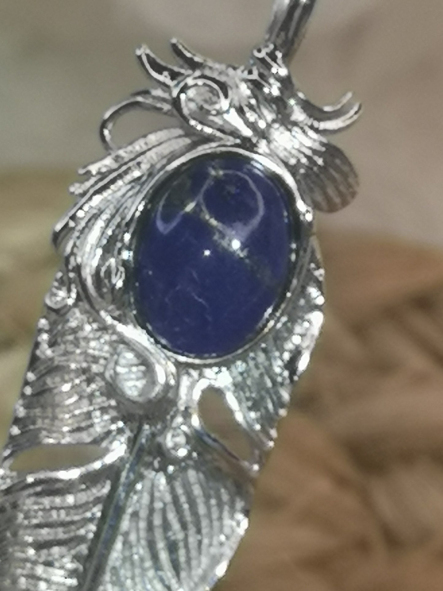 Lapis Lapislazuli Feder Kupfer Ketten Anhänger Edelstein Schmuck dayza Crystal
