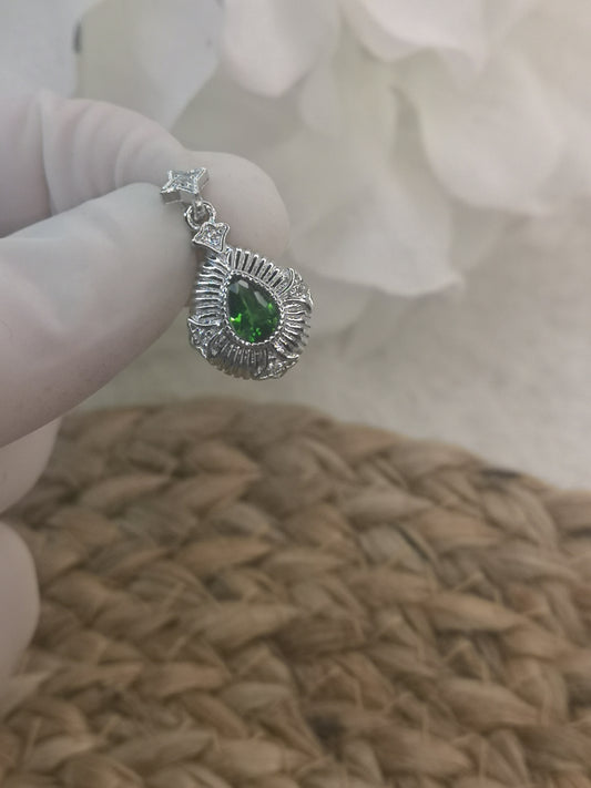 Diopside Edelstein Crystal, Kupfer Ketten Anhänger