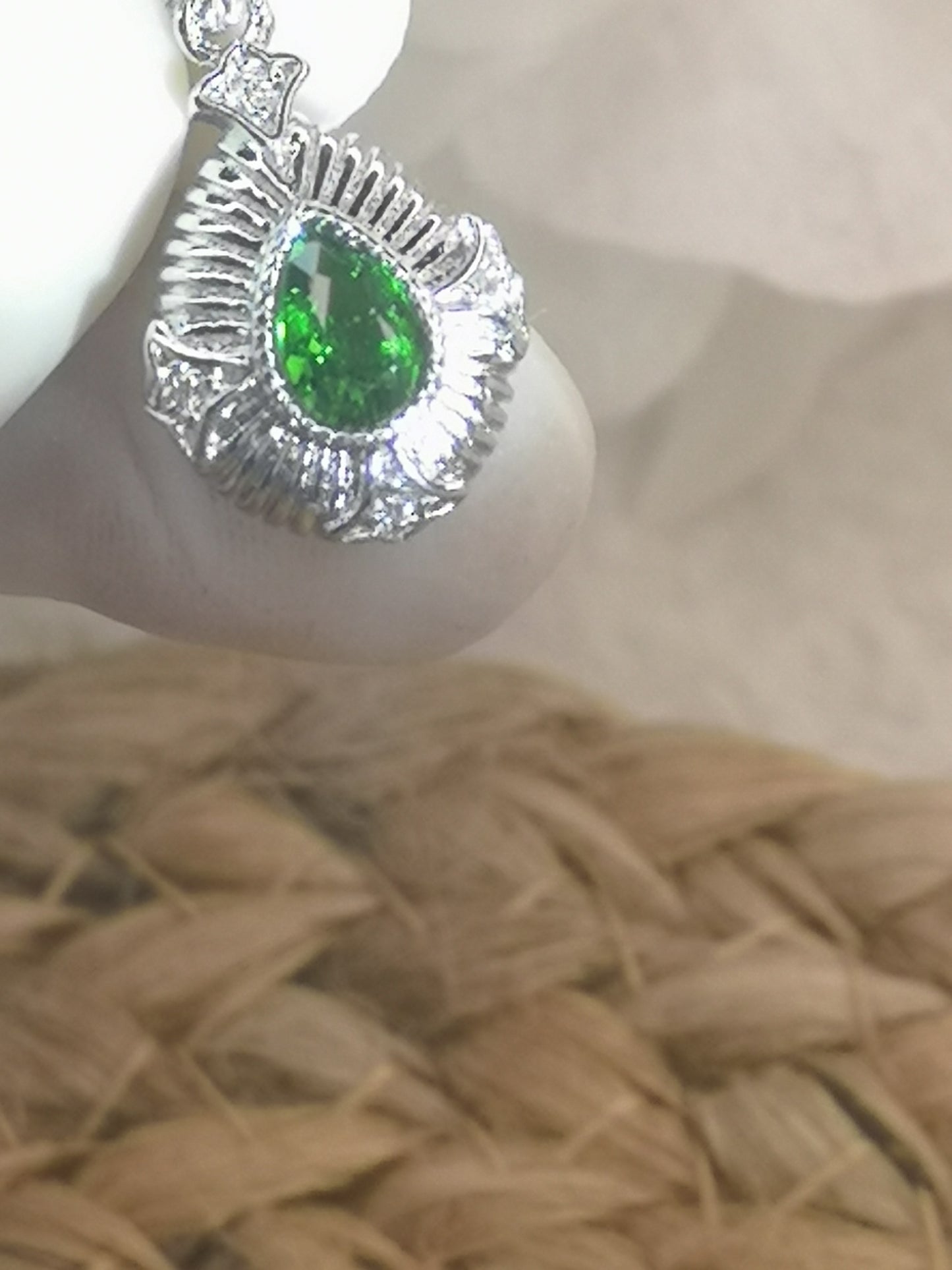 Diopside Edelstein Crystal, Kupfer Ketten Anhänger