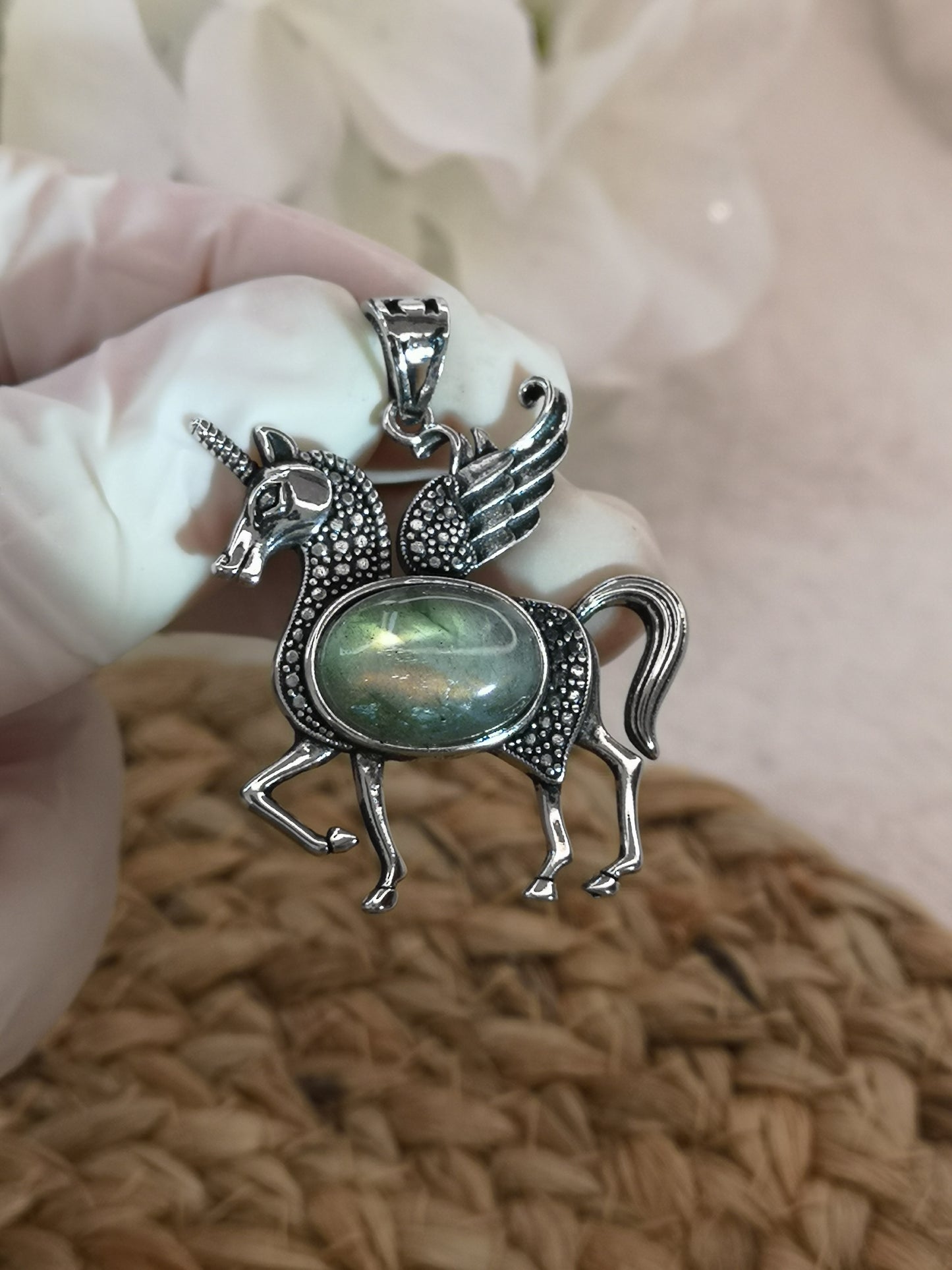 Labradorite Edelstein Einhorn Kupfer Ketten Anhänger #dayza