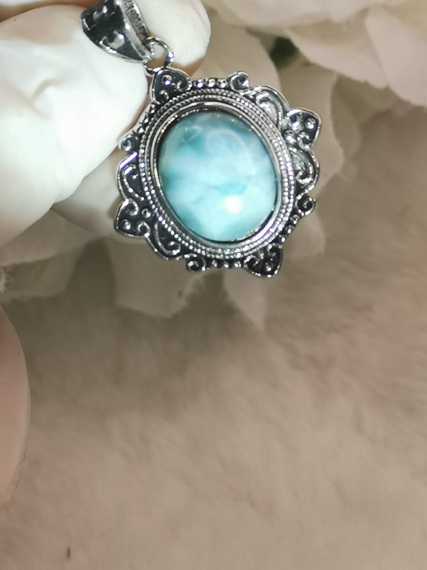 Larimar, Kupfer, Ketten Anhänger