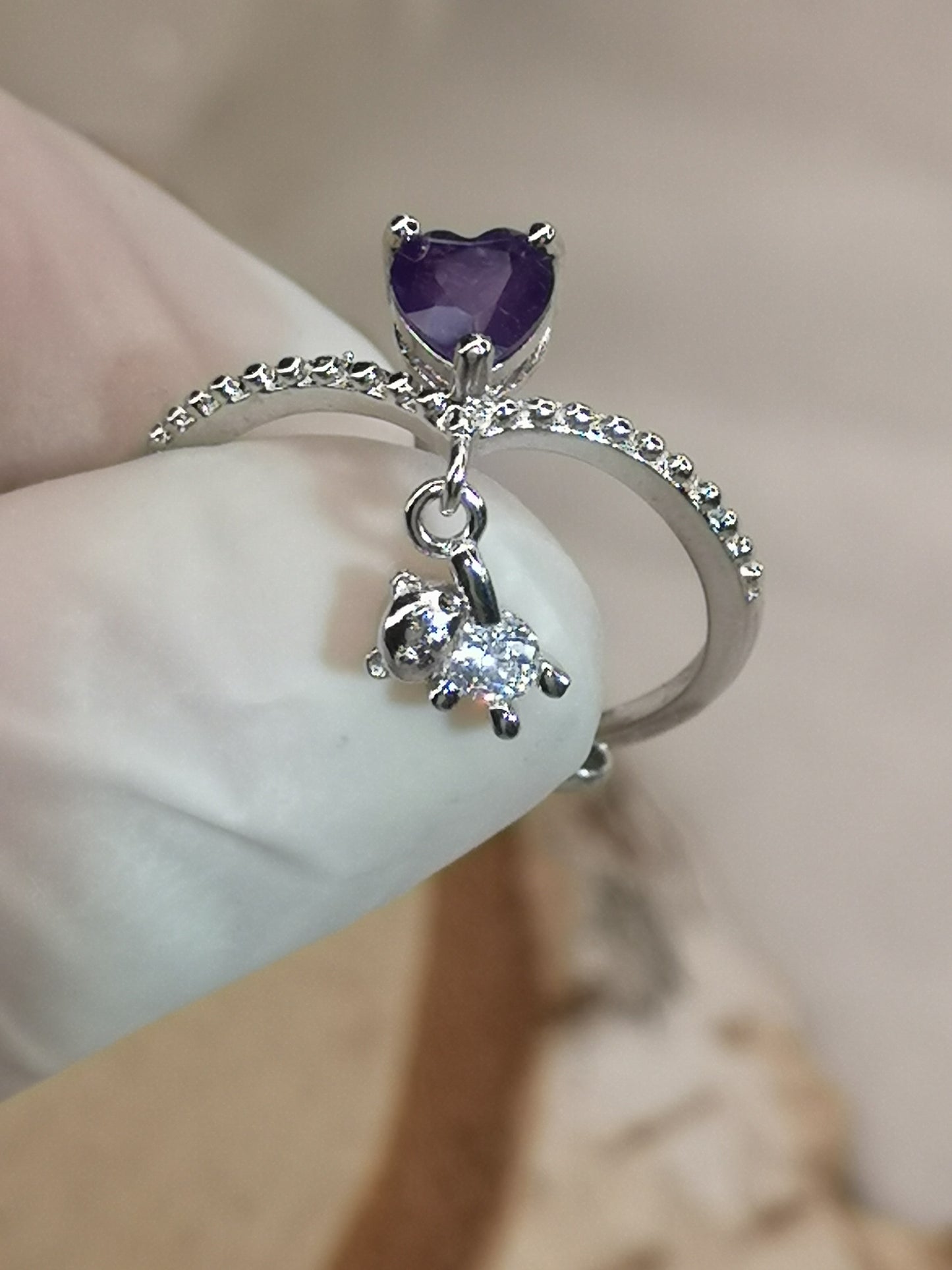 Amethyst Edelstein, Kupfer Ring verstellbar