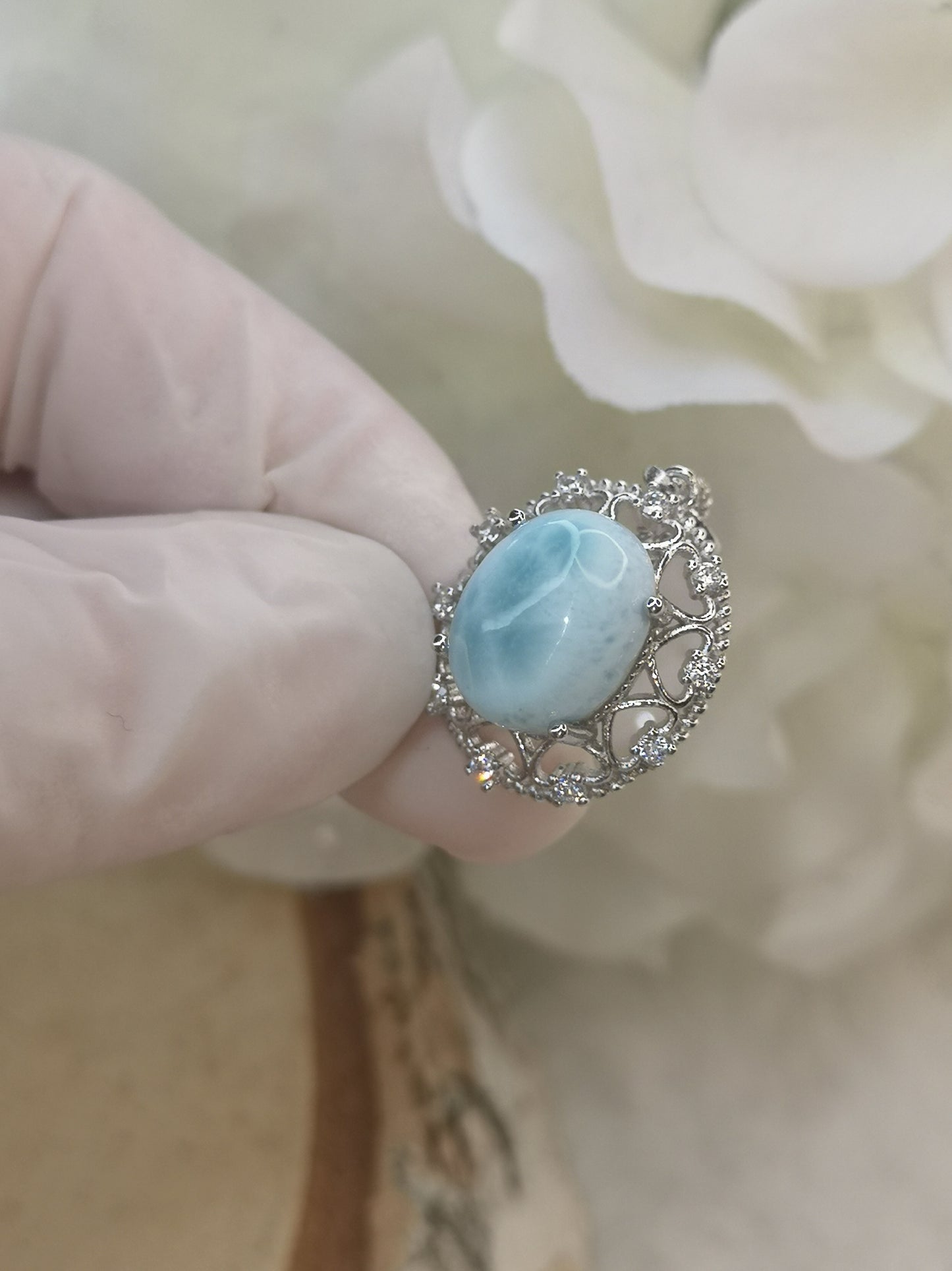 Larimar Edelstein, Kupfer Ketten Anhänger