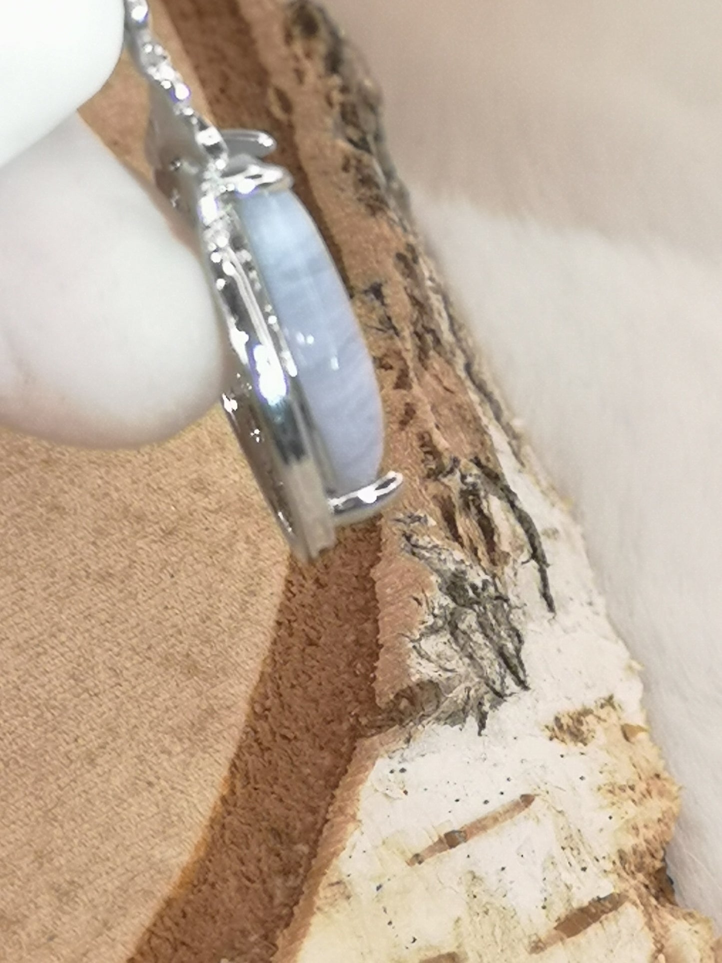 Blue Lace Achat Edelstein Kupfer Ketten Anhänger