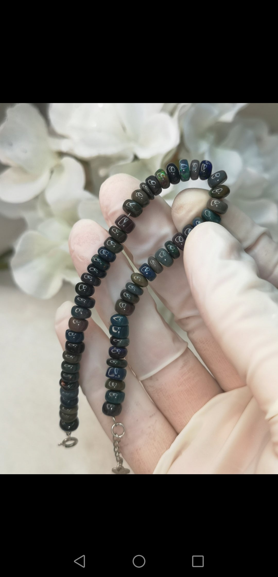 Black Opal Edelstein, 925 Silber Armband