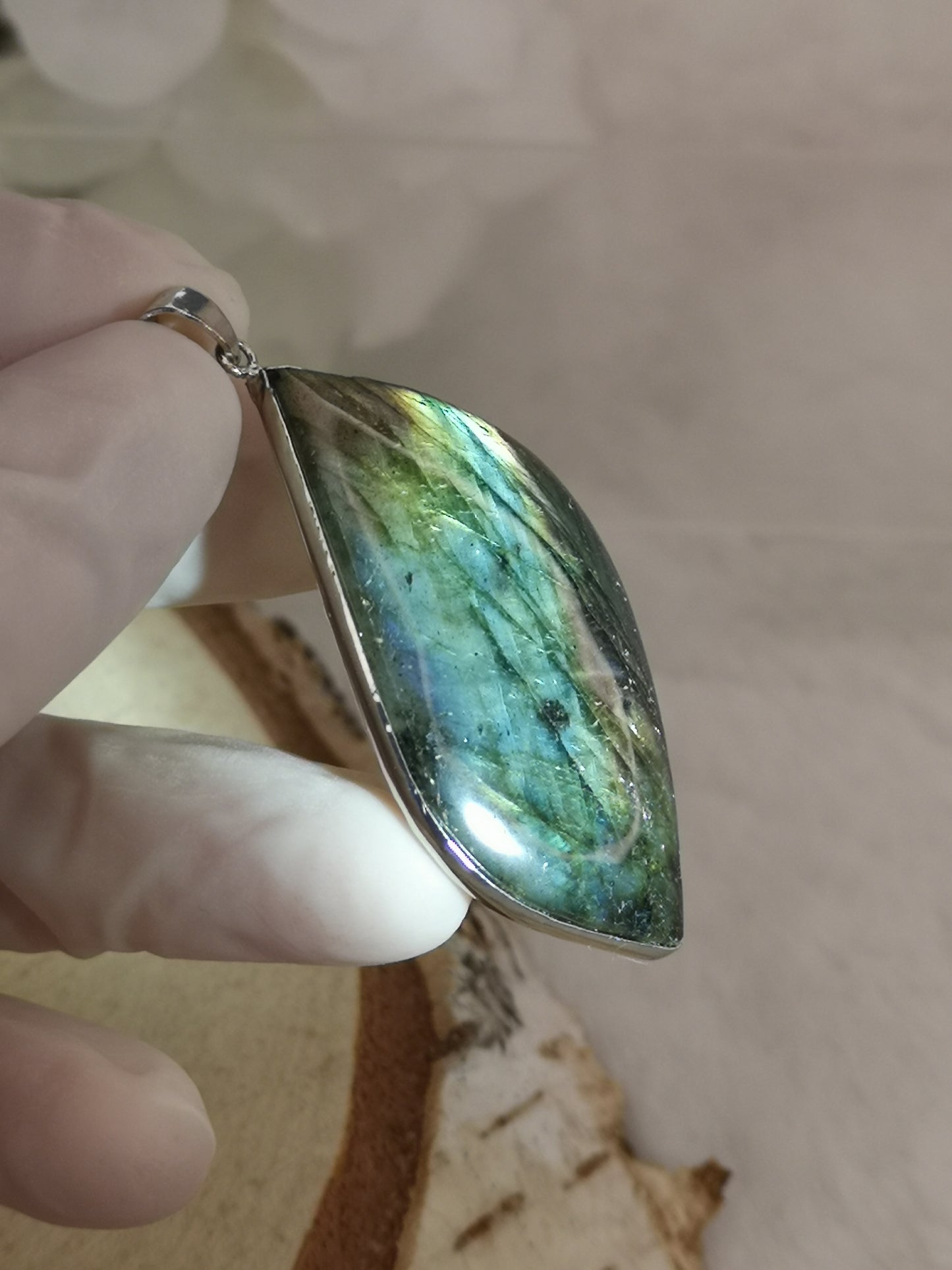 Labradorite Edelstein Tropfen, Kupfer Ketten Anhänger