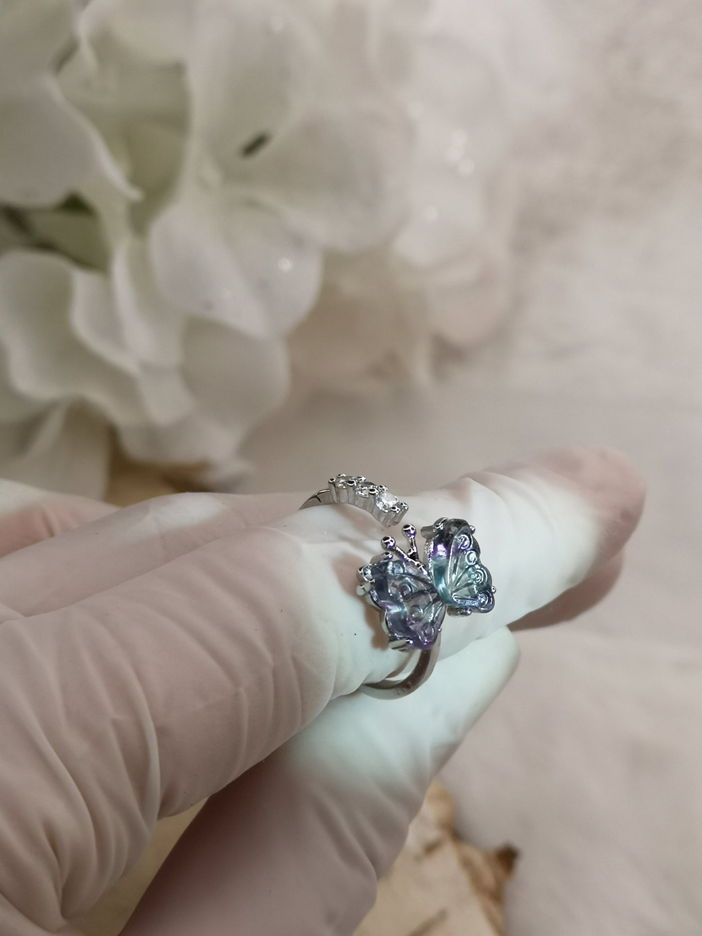 Fluorite Edelstein Schmetterling Kupfer Ring