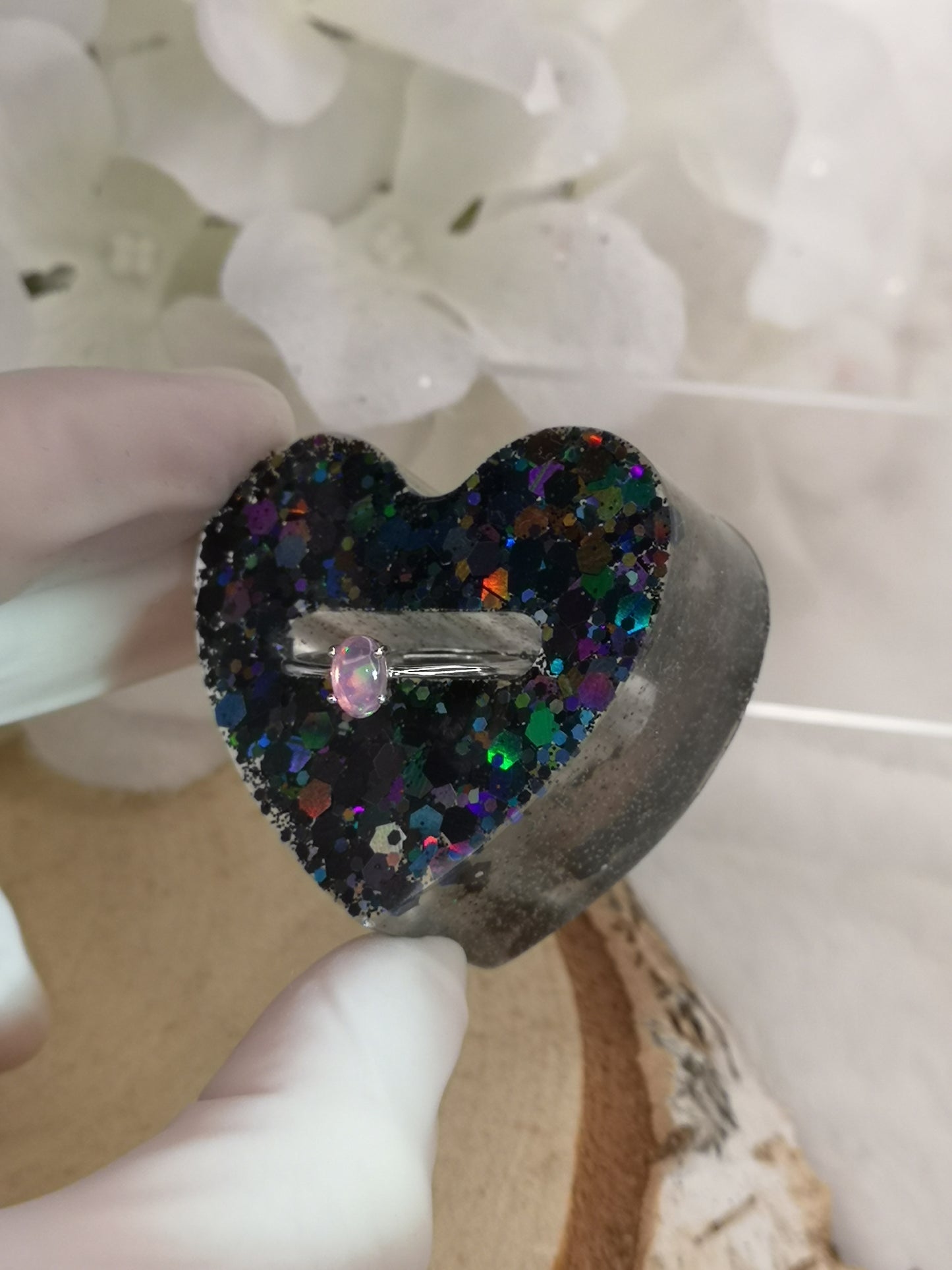 Ring Halter Herzform aus Kunstharz Unikat Resinart Handmade #dayza