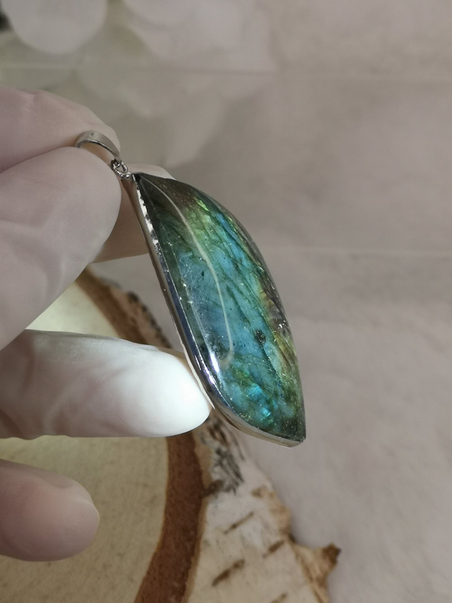 Labradorite Edelstein Tropfen, Kupfer Ketten Anhänger