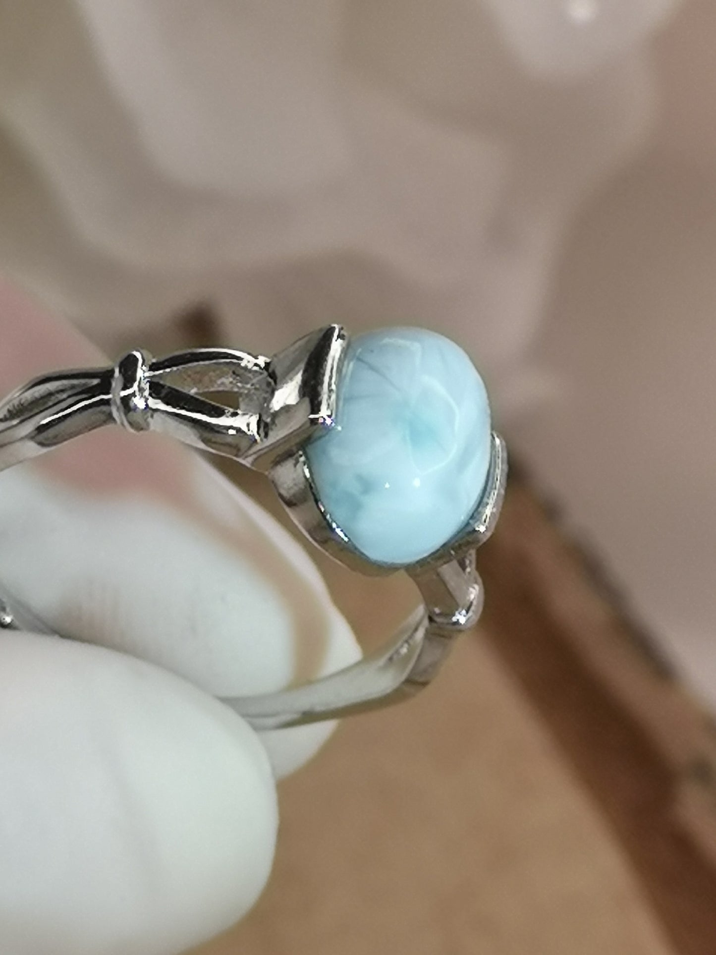 Larimar Edelstein Kupfer Ring verstellbar