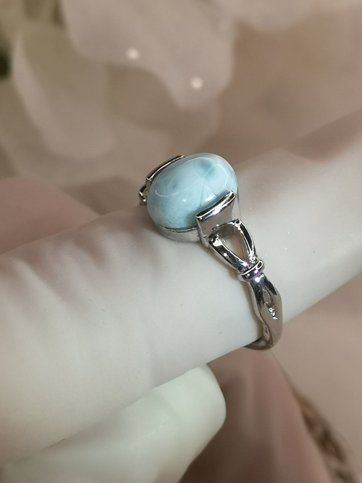 Larimar Edelstein Kupfer Ring verstellbar