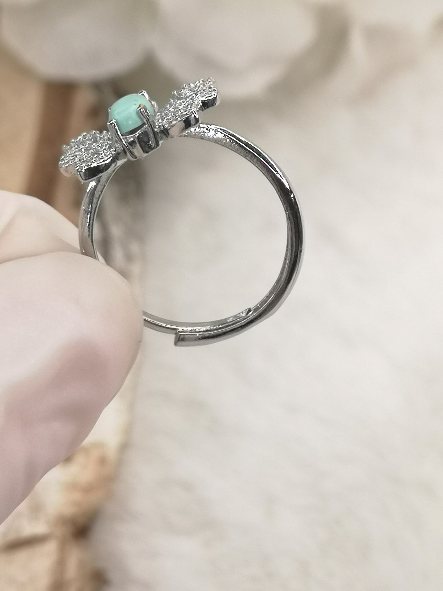 Turkuaz Edelstein, Schmetterling, 925 Silber Ring, verstellbar