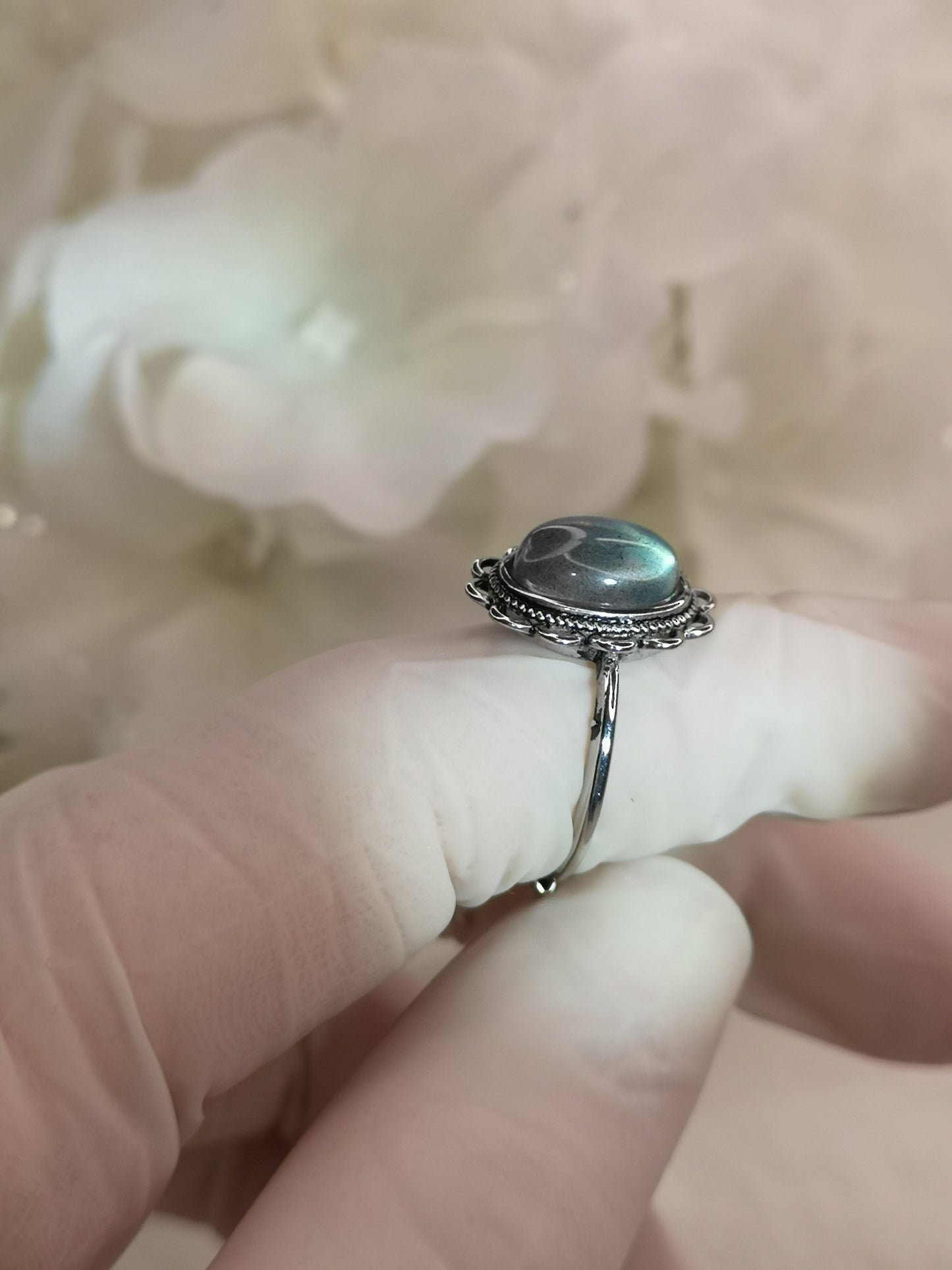Labradorite Edelstein Kupfer Ring verstellbar