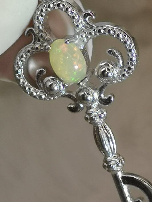 Opal Edelstein, Schlüssel Kupfer Ketten Anhänger