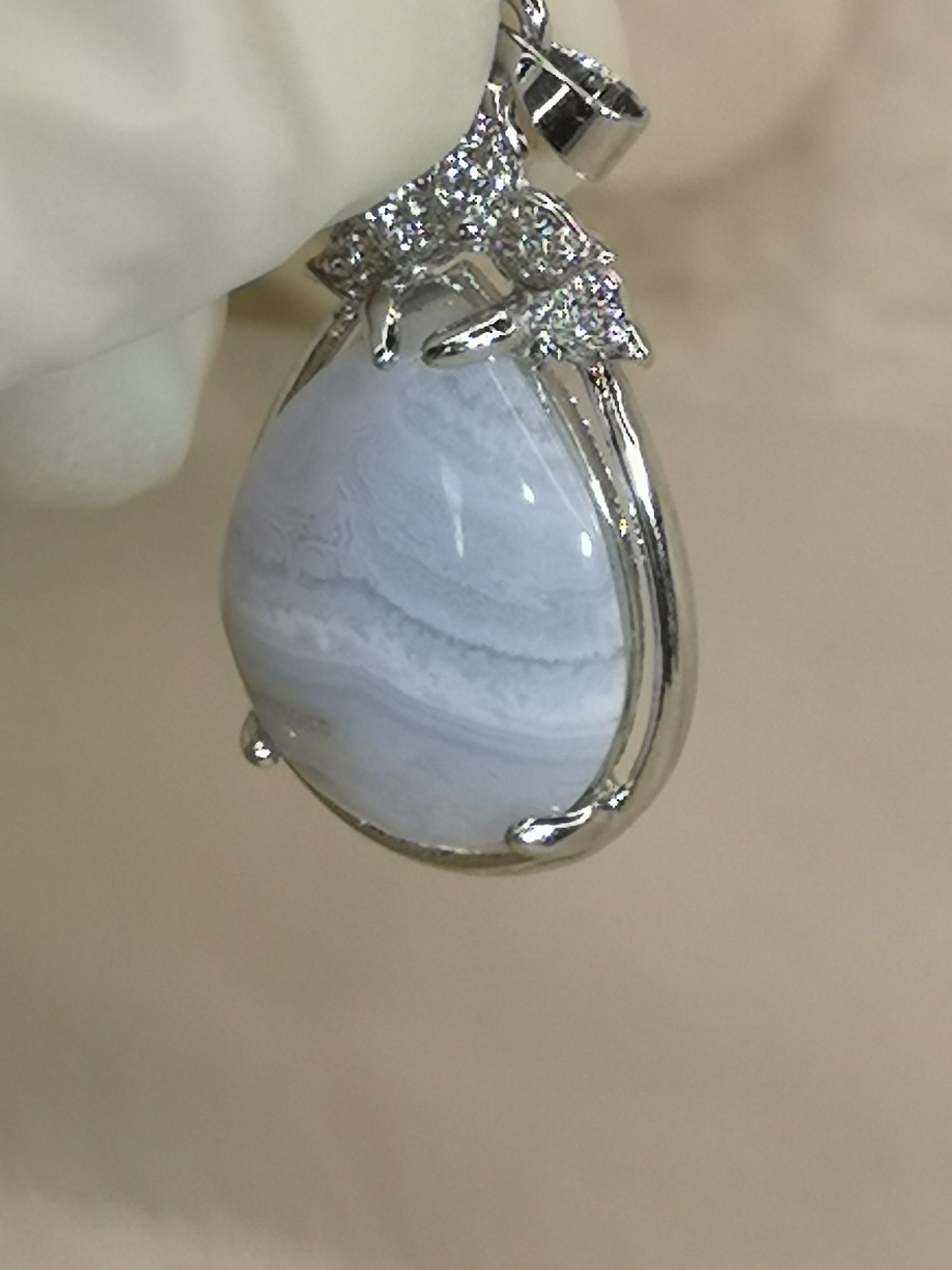 Blue Less Achat Edelstein, Kupfer Ketten Anhänger