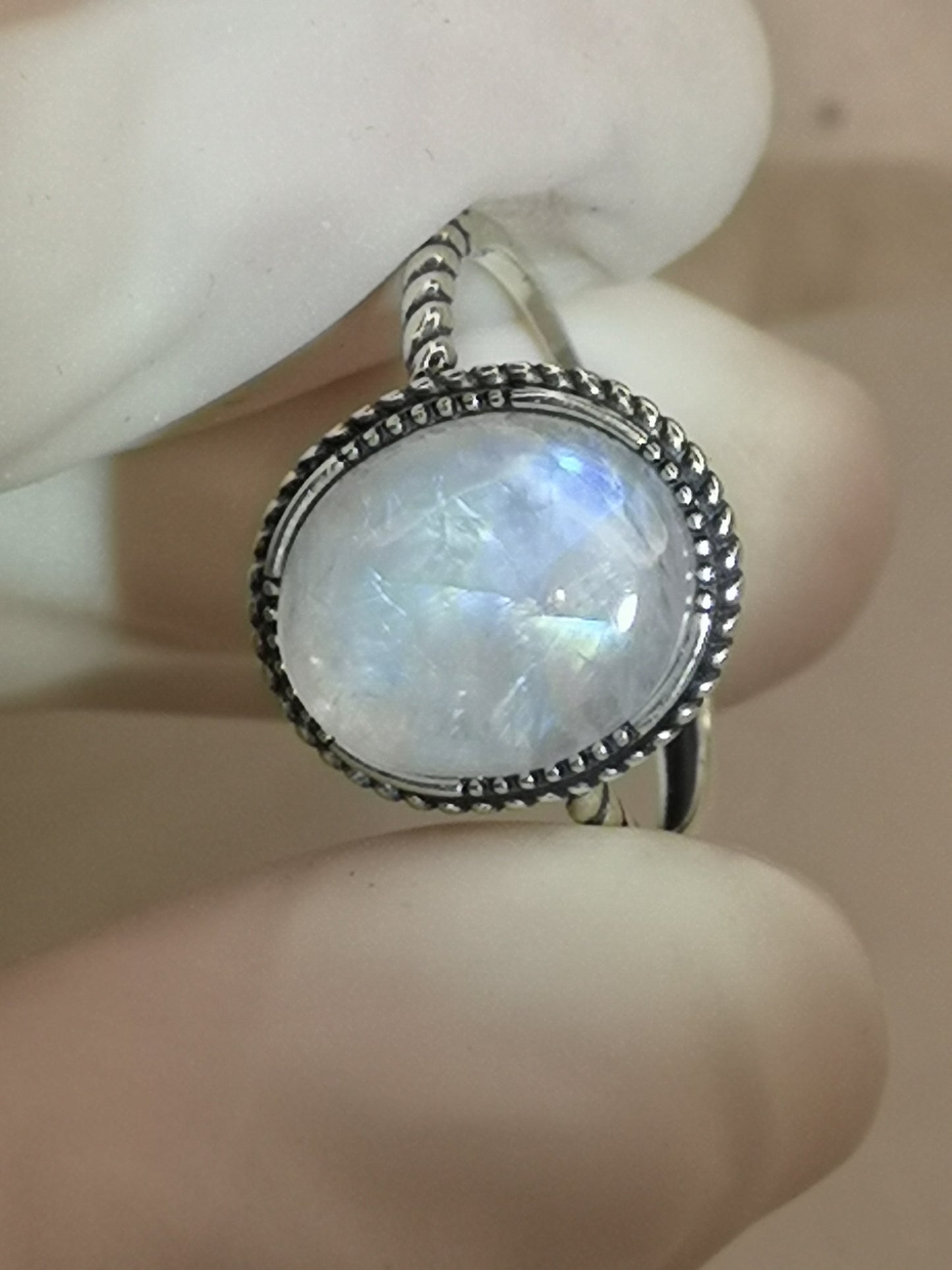 Moonstone 925 Silber Ring verstellbar Edelstein Schmuck