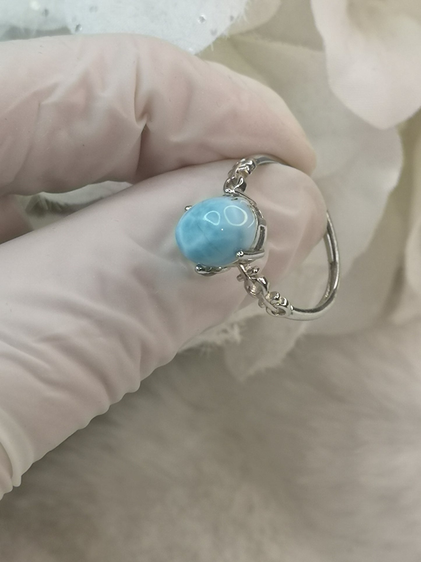 Larimar 925 Silber Ring, verstellbar