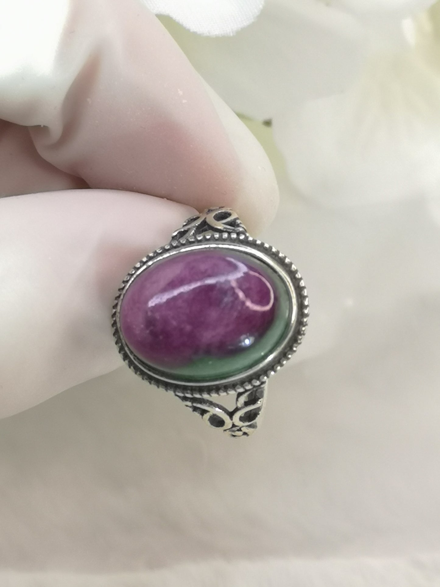 Rubin in Kyanite 925 Silber Ring verstellbar Edelstein Schmuck