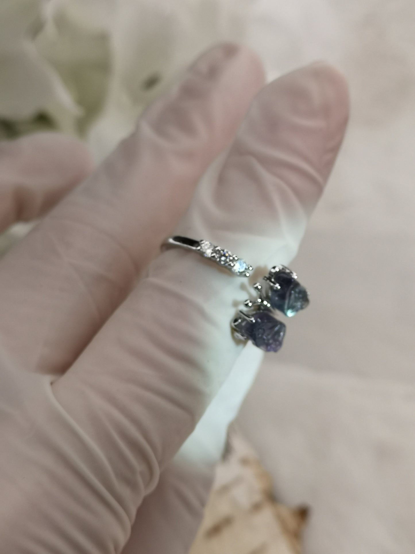 Fluorite Edelstein Schmetterling Kupfer Ring
