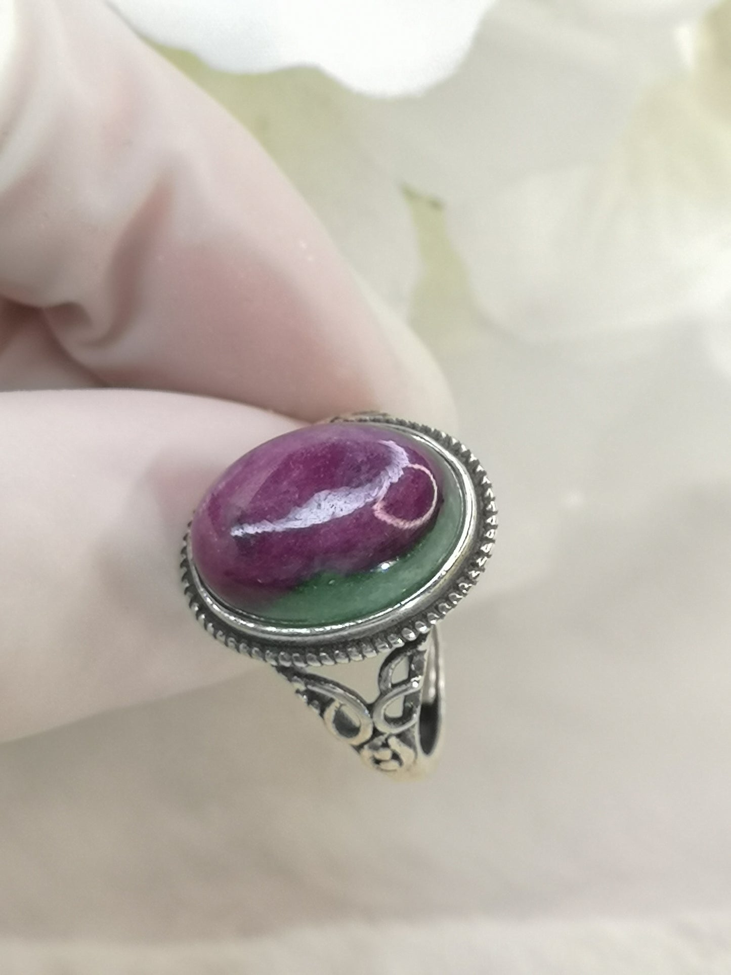 Rubin in Kyanite 925 Silber Ring verstellbar Edelstein Schmuck