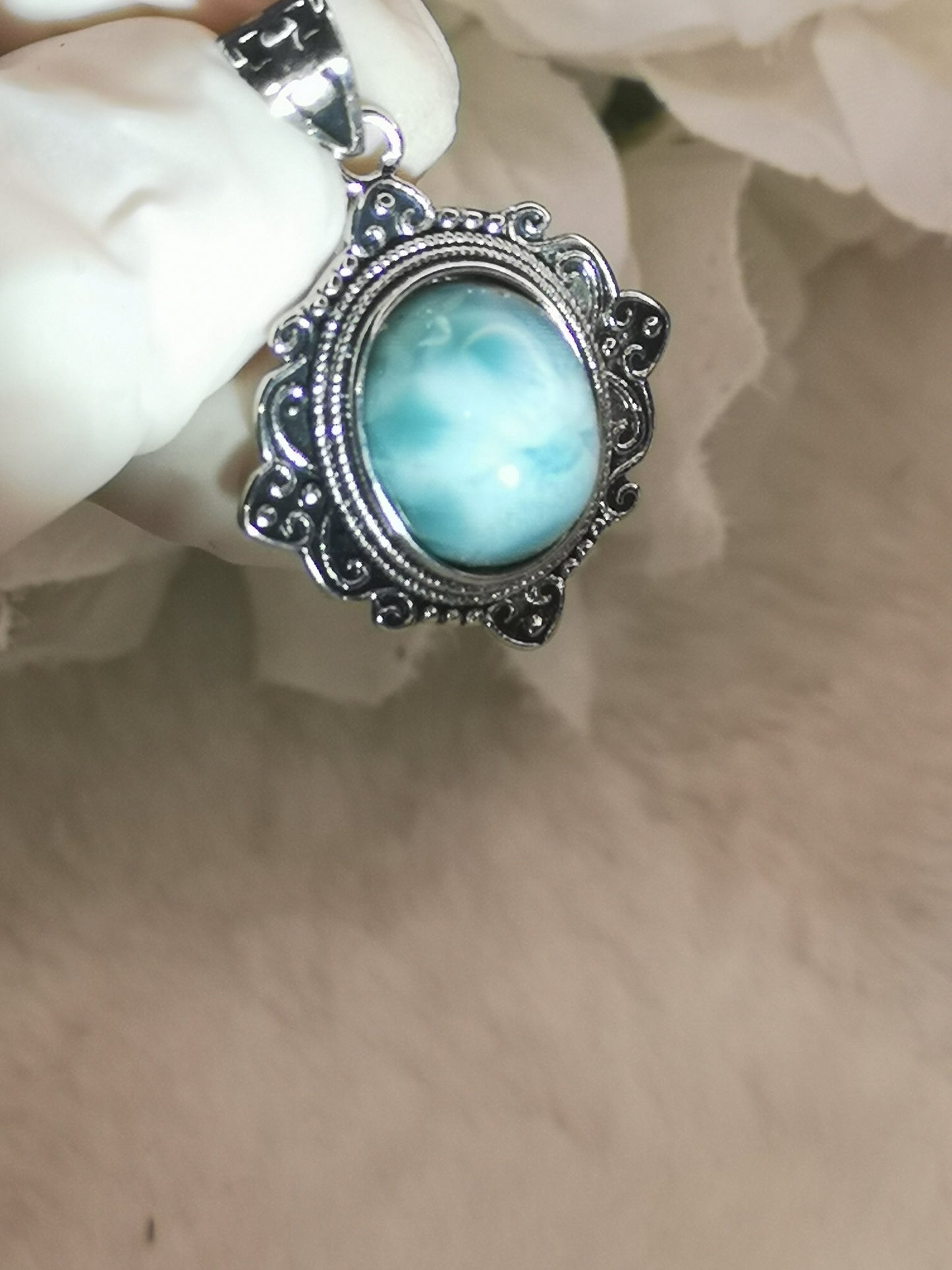 Larimar, Kupfer, Ketten Anhänger