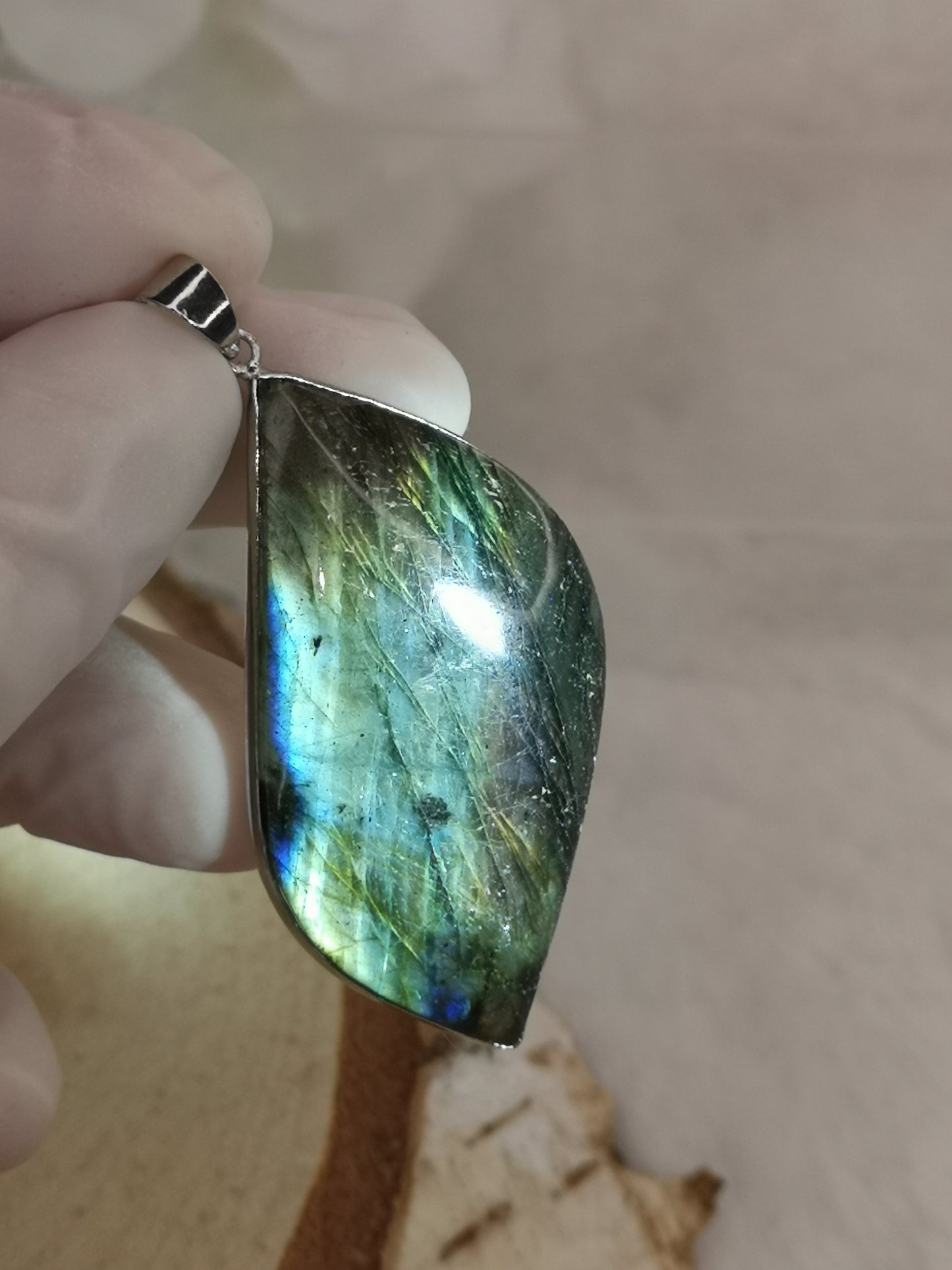 Labradorite Edelstein Tropfen, Kupfer Ketten Anhänger